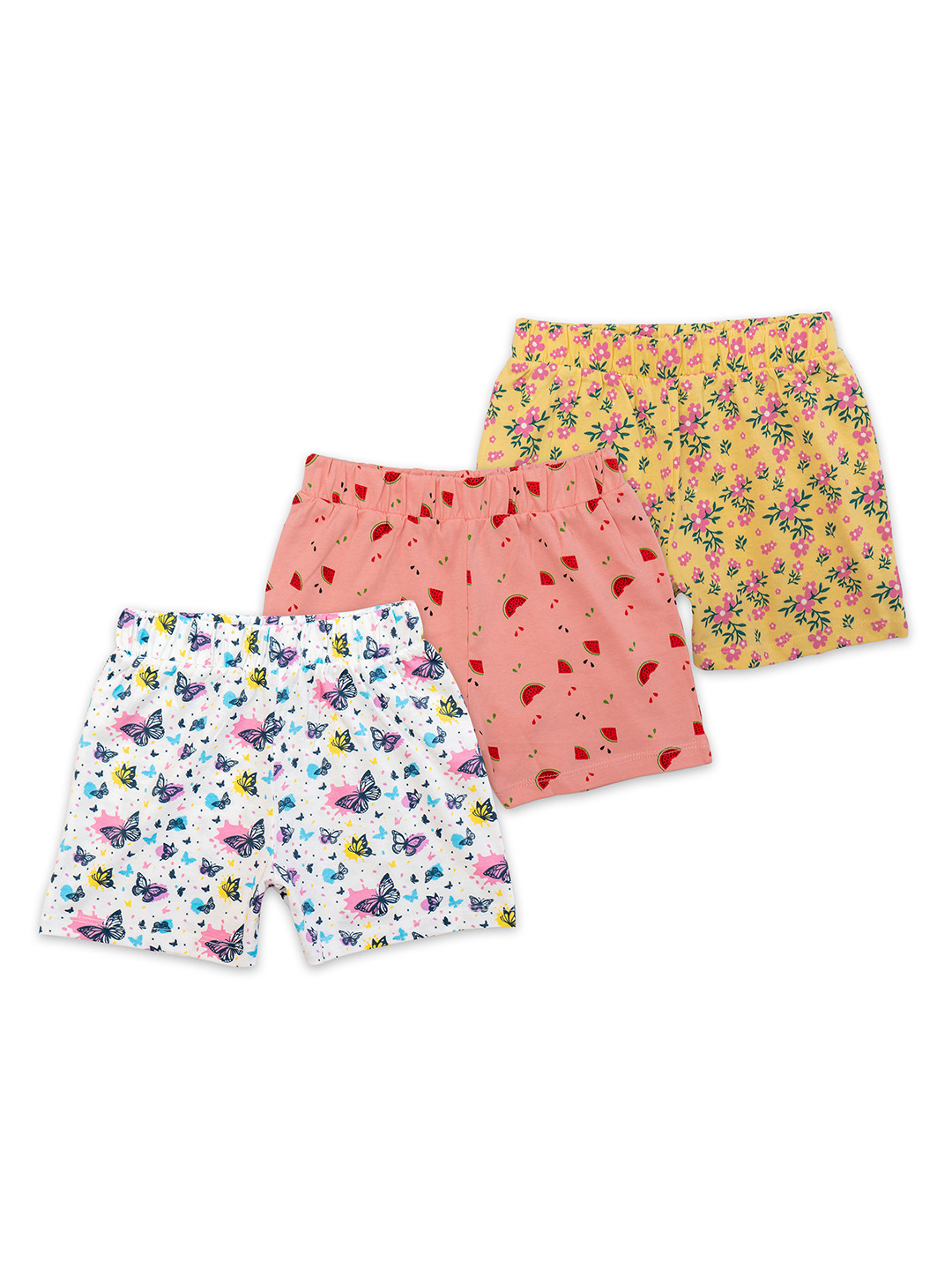 

BAESD Girls Pack Of 3 Assorted Mid-Rise Floral Printed Cotton Shorts