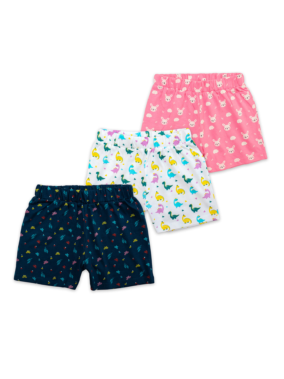 

BAESD Girls Pack Of 3 Assorted Mid-Rise Conversational Printed Cotton Shorts