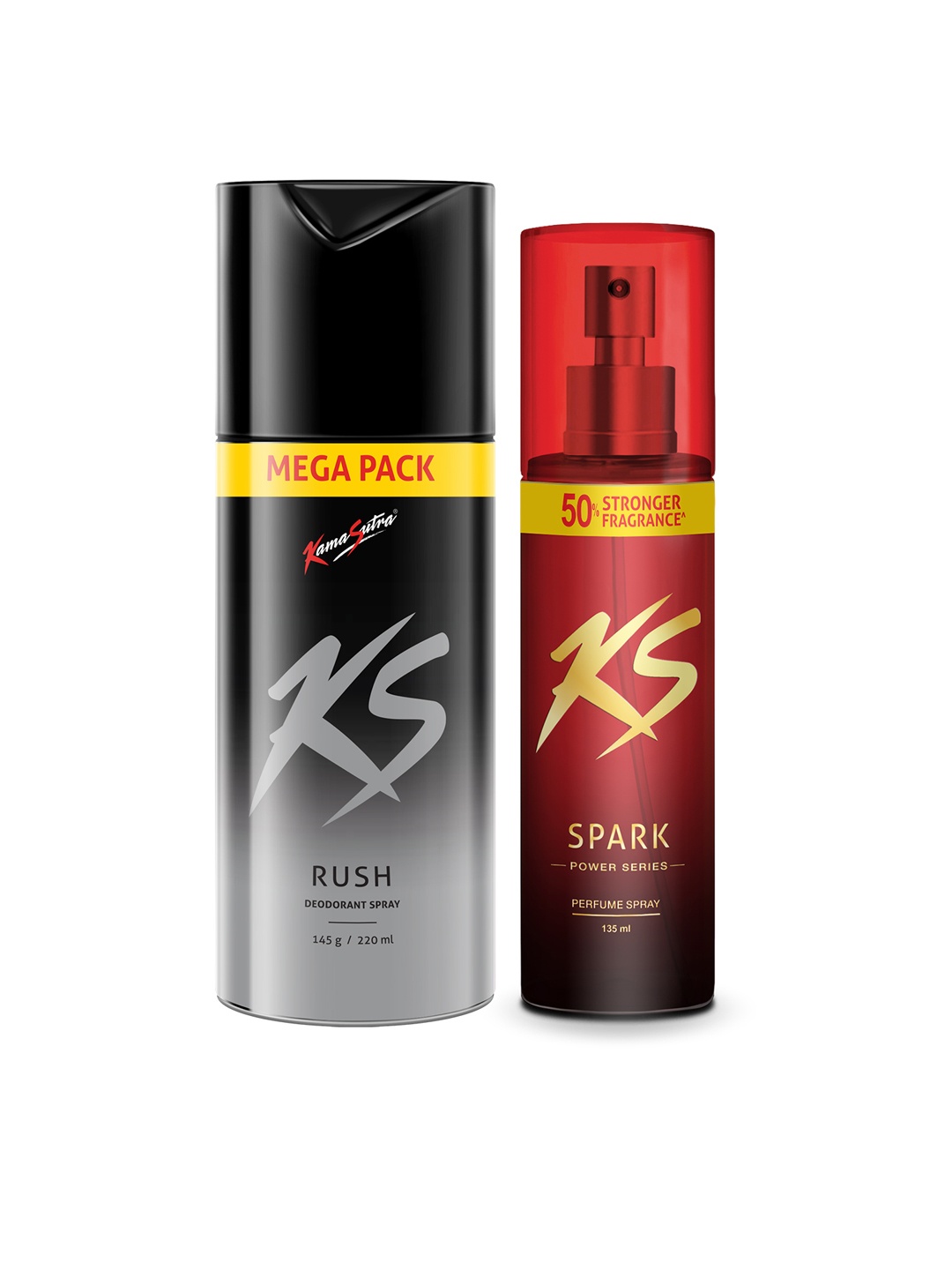 

KamaSutra Men Set of 2 Deodorant Spray - Rush 145g + Spark 112g, Black