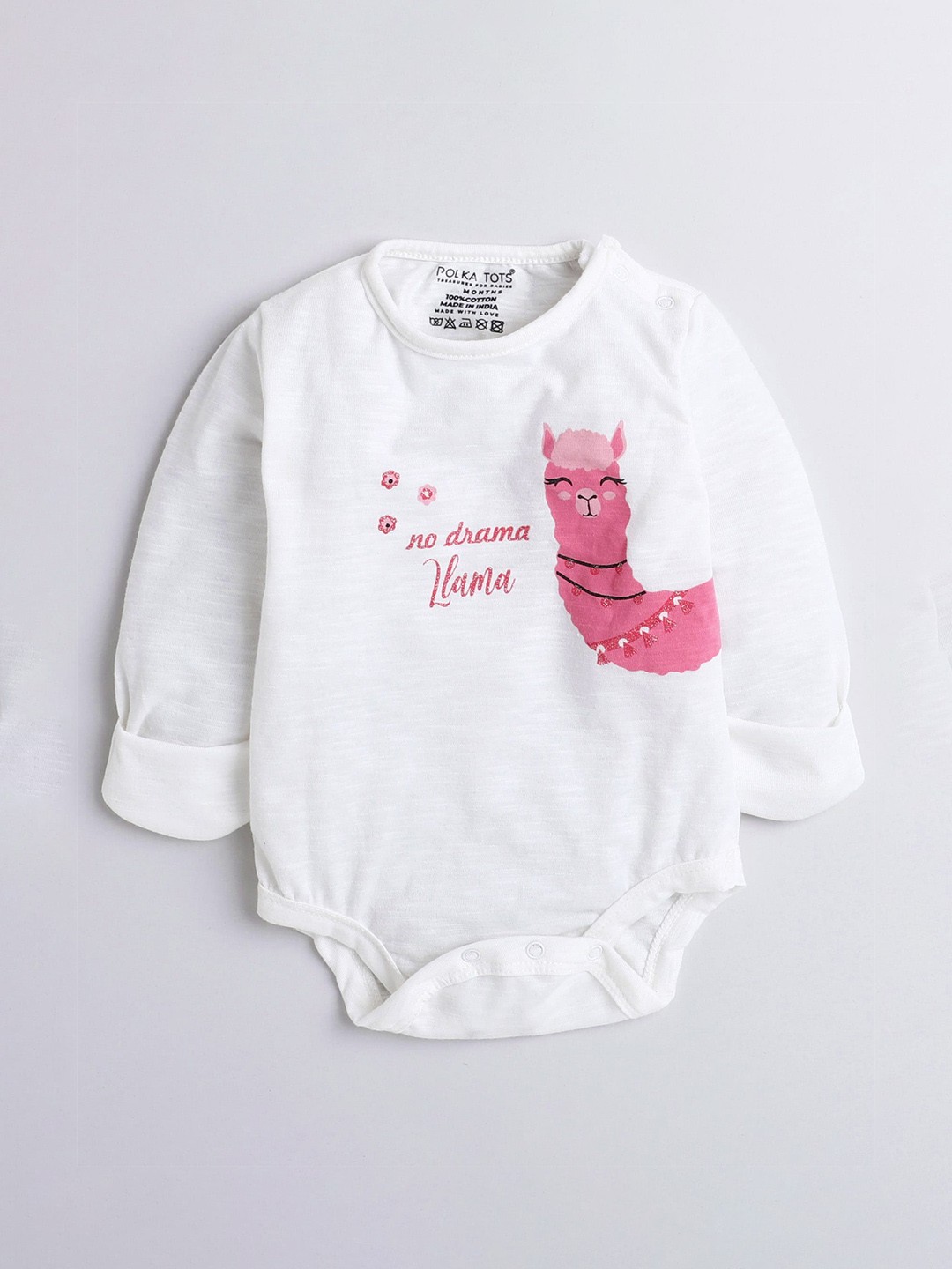 

Polka Tots Infants Graphic Printed Cotton Bodysuit, White