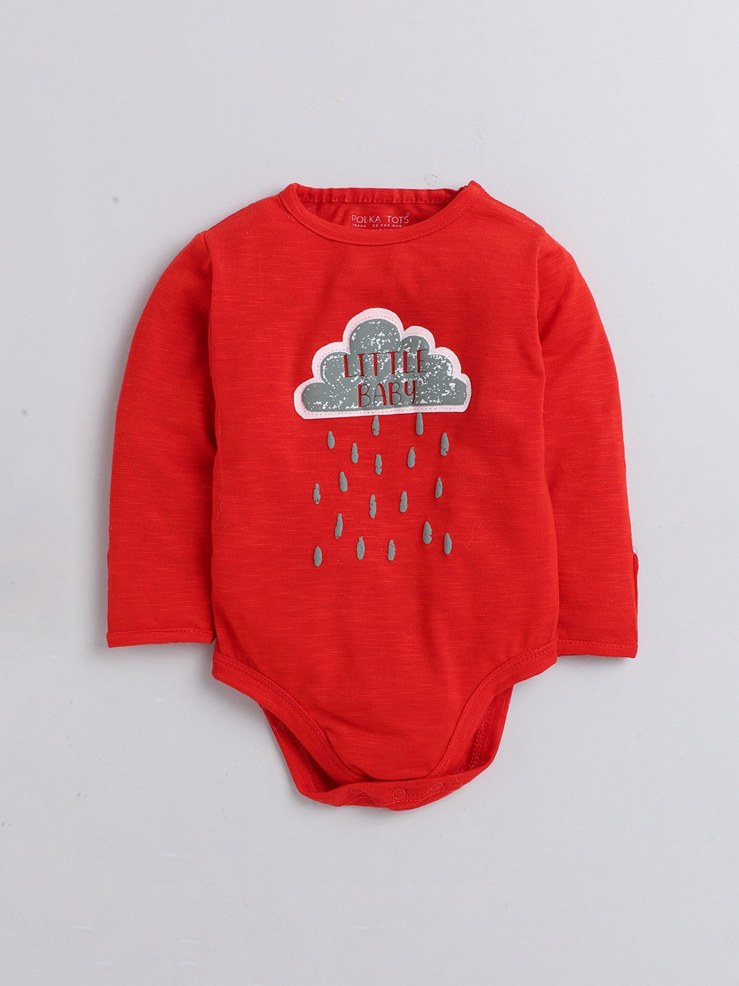 

Polka Tots Infants Cotton Printed Long Sleeves Bodysuit, Red