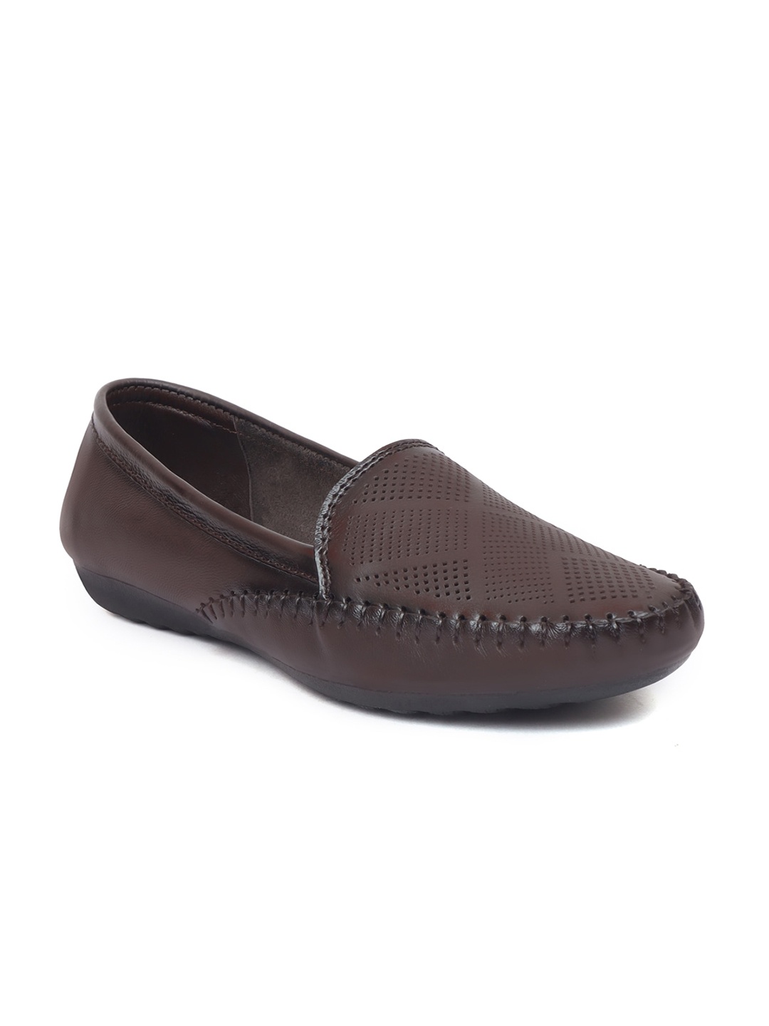 

Zoom Shoes Women Lightweight Laser Cuts Comfort Insole Leather Loafers, Brown