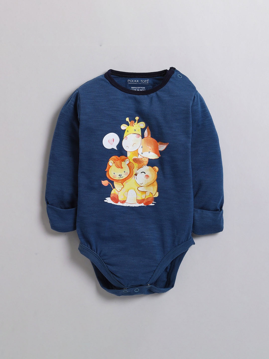 

Polka Tots Infants Graphic Printed Cotton Bodysuit, Navy blue