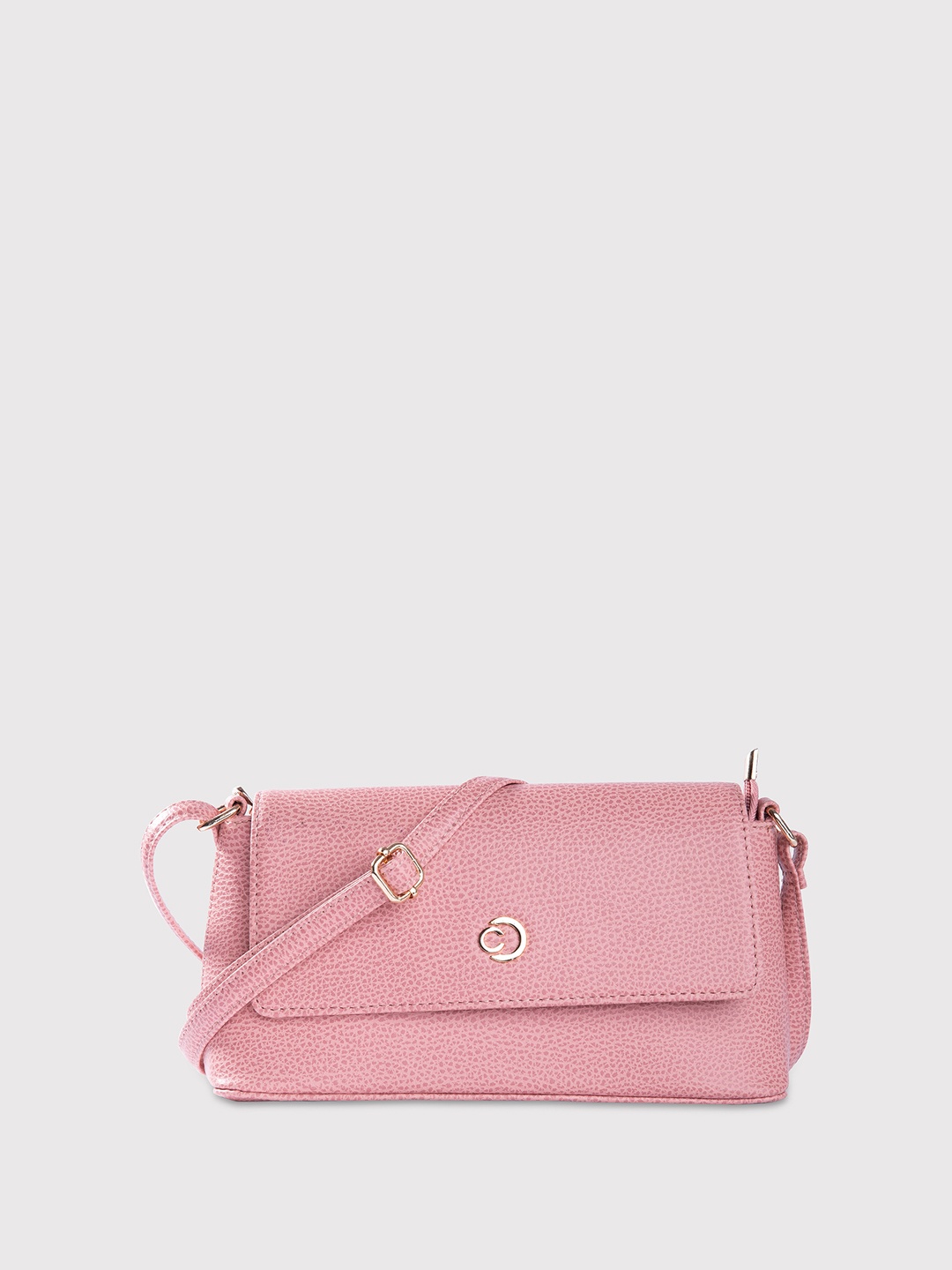 

Caprese Textured PU Structured Sling Bag, Pink