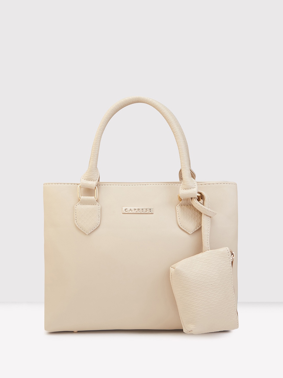 

Caprese PU Structured Handheld Bag with Pouch, Beige