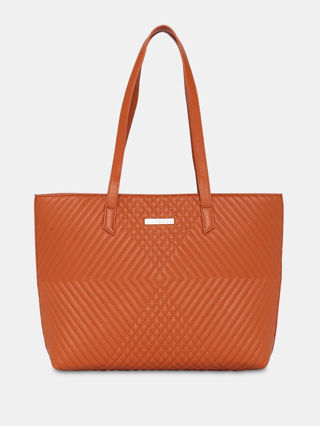 

Caprese Self Designed Oversized Structured Shoulder Bag, Tan