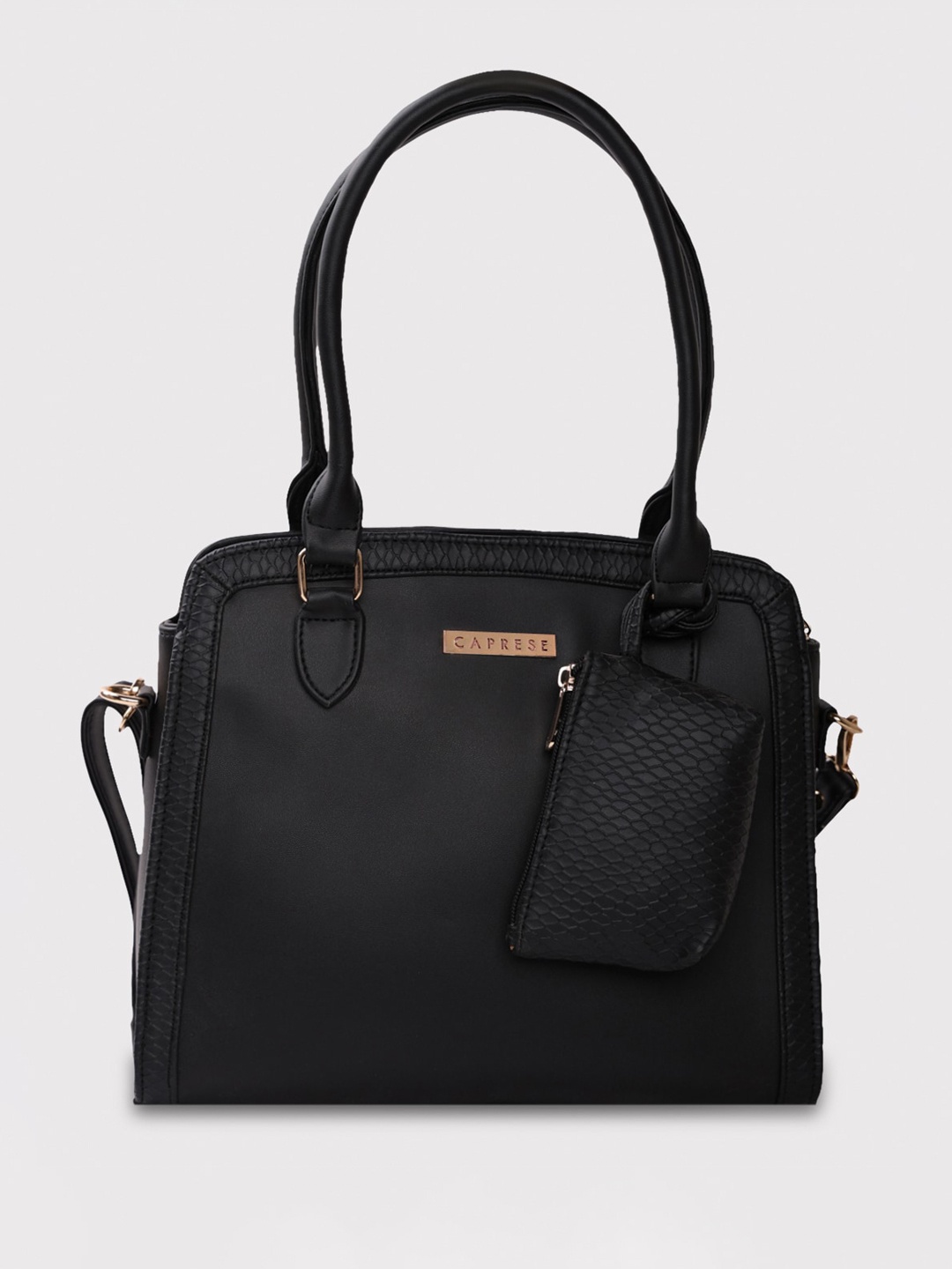 

Caprese Textured Structured Handheld Bag, Black