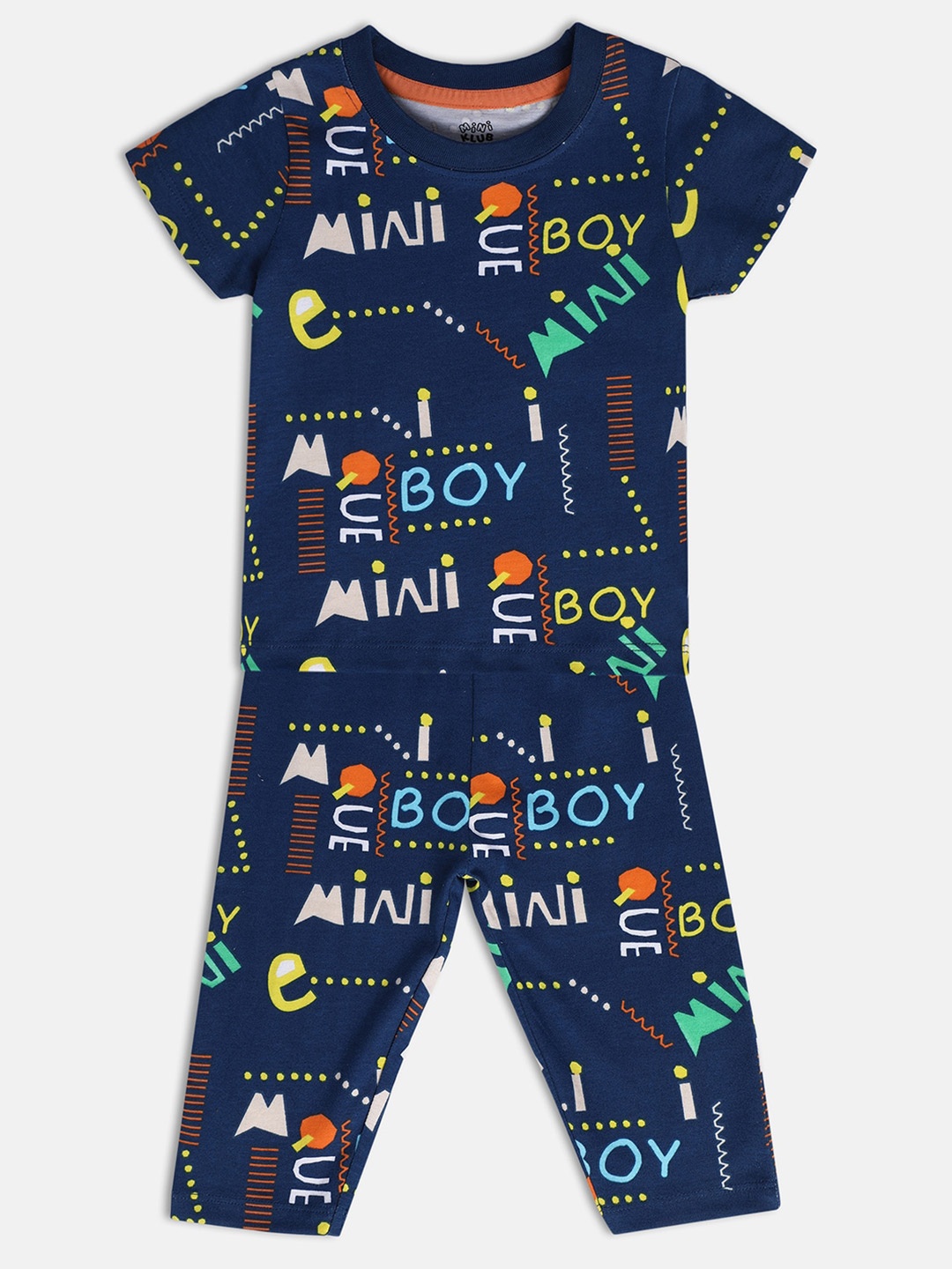 

MINI KLUB Infant Boys Typography Printed T-shirt With Trousers, Blue