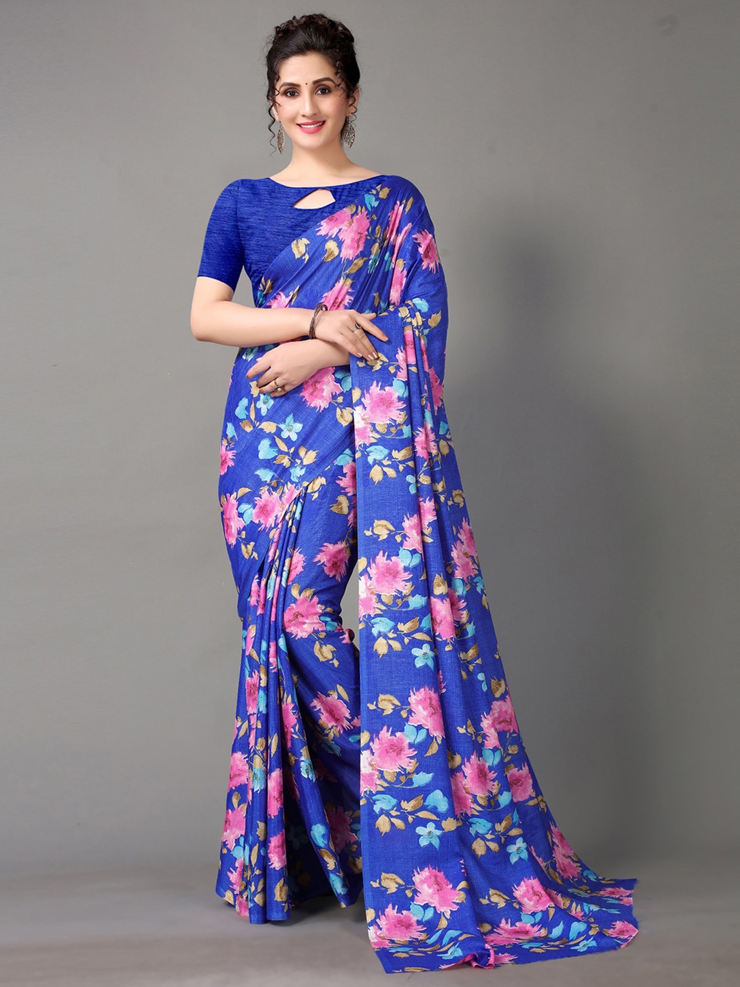 

KALINI Floral Printed Sarees, Blue