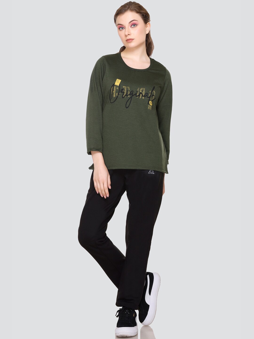 

ELPIDA Typography Printed Top & Trouser, Olive