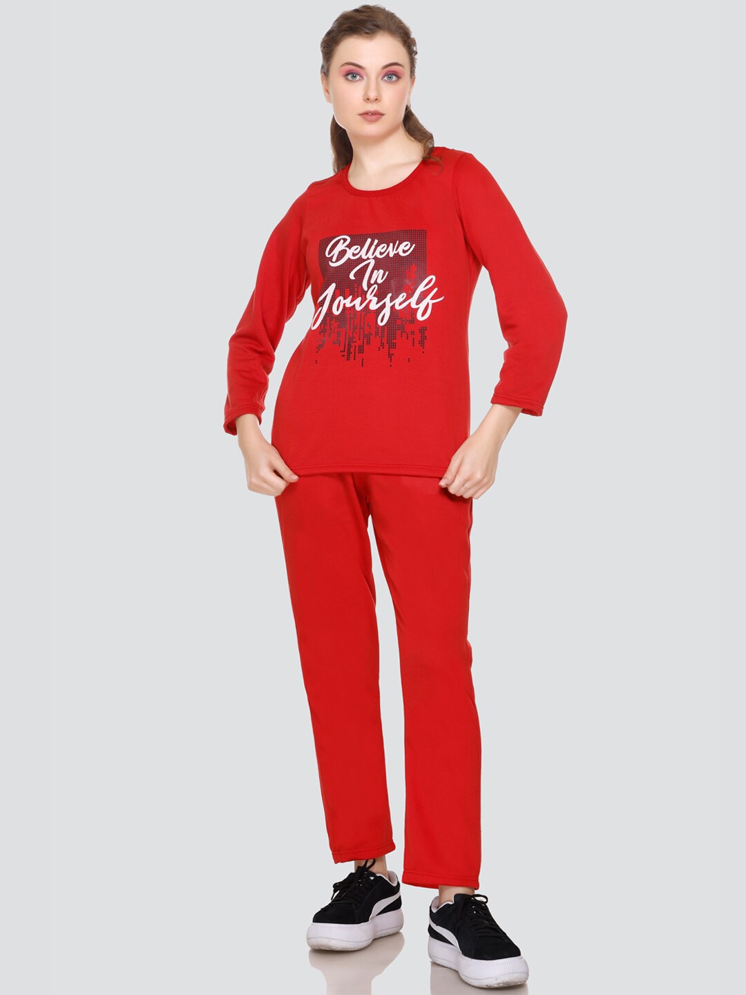 

ELPIDA Printed Top & Trouser Co-Ord Set, Red