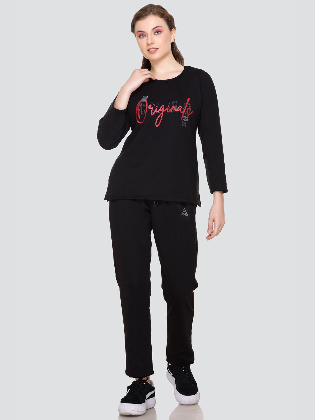 

ELPIDA Typography Printed Top & Trouser, Black