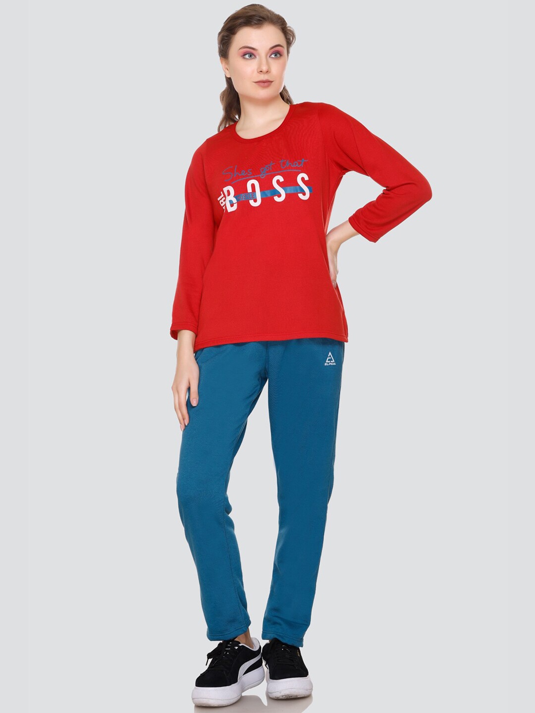

ELPIDA Printed Top & Trouser Co-Ord Set, Red