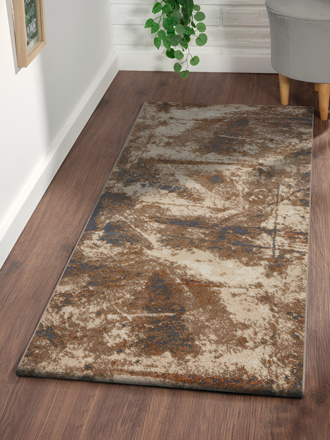 

OBSESSIONS Brown & Beige Abstract Printed Anti Static Floor Runner