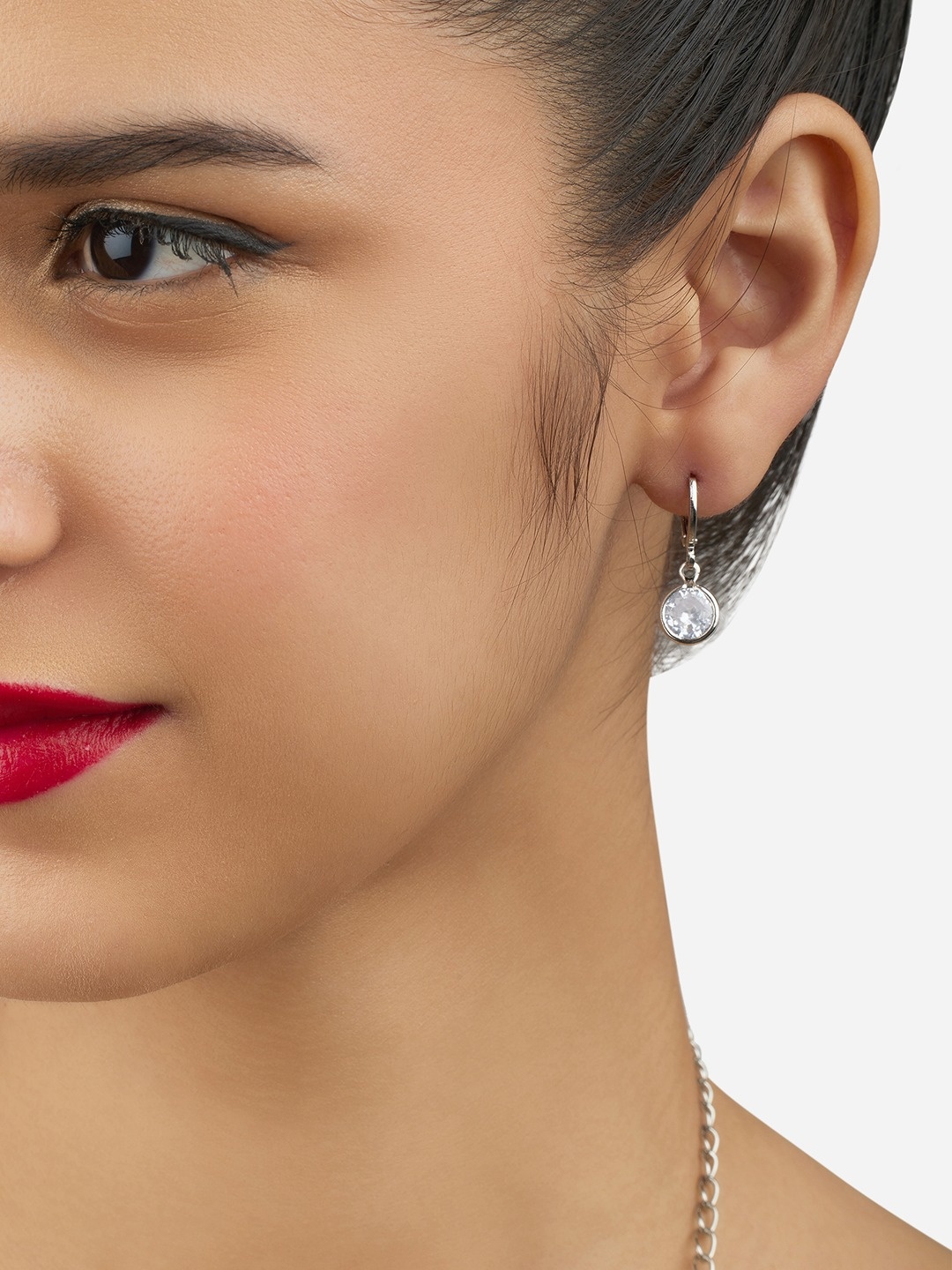 

Zaveri Pearls Silver-Plated Cubic Zirconia Studded Drop Earrings