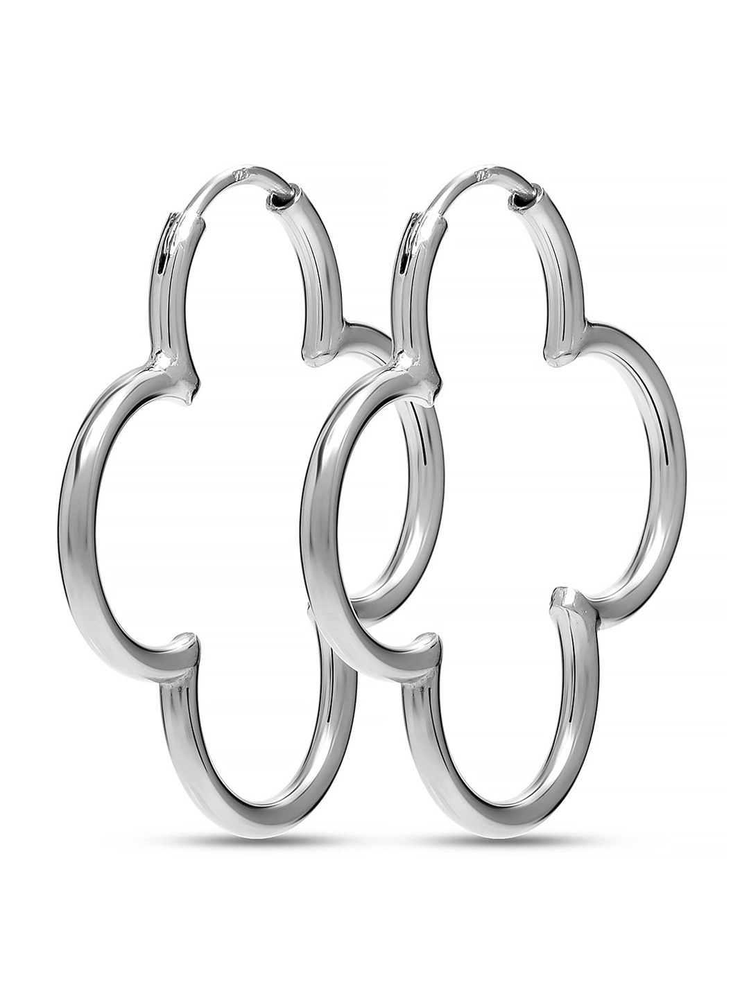 

LeCalla 925 Sterling Silver Plated Floral Hoop Earrings