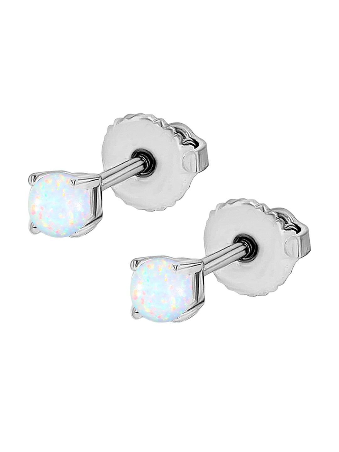 

LeCalla 925 Sterling Silver Plated Opal Studded Contemporary Studs Earrings