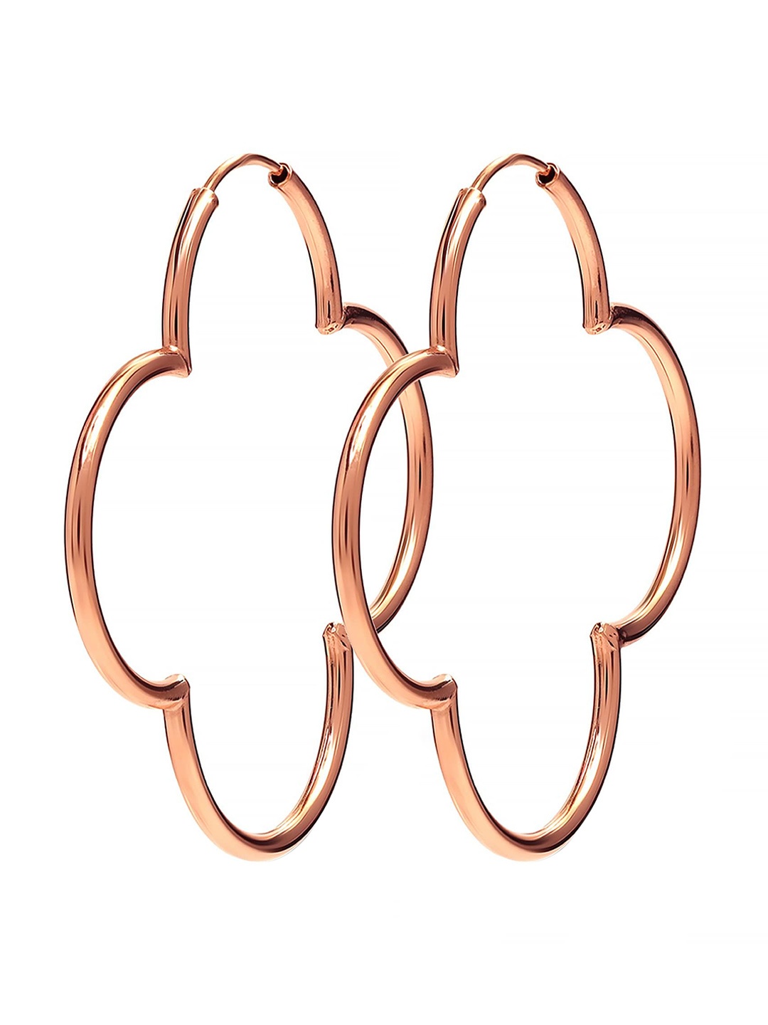 

LeCalla 925 Sterling Silver Rose Gold-Plated Floral Hoop Earrings