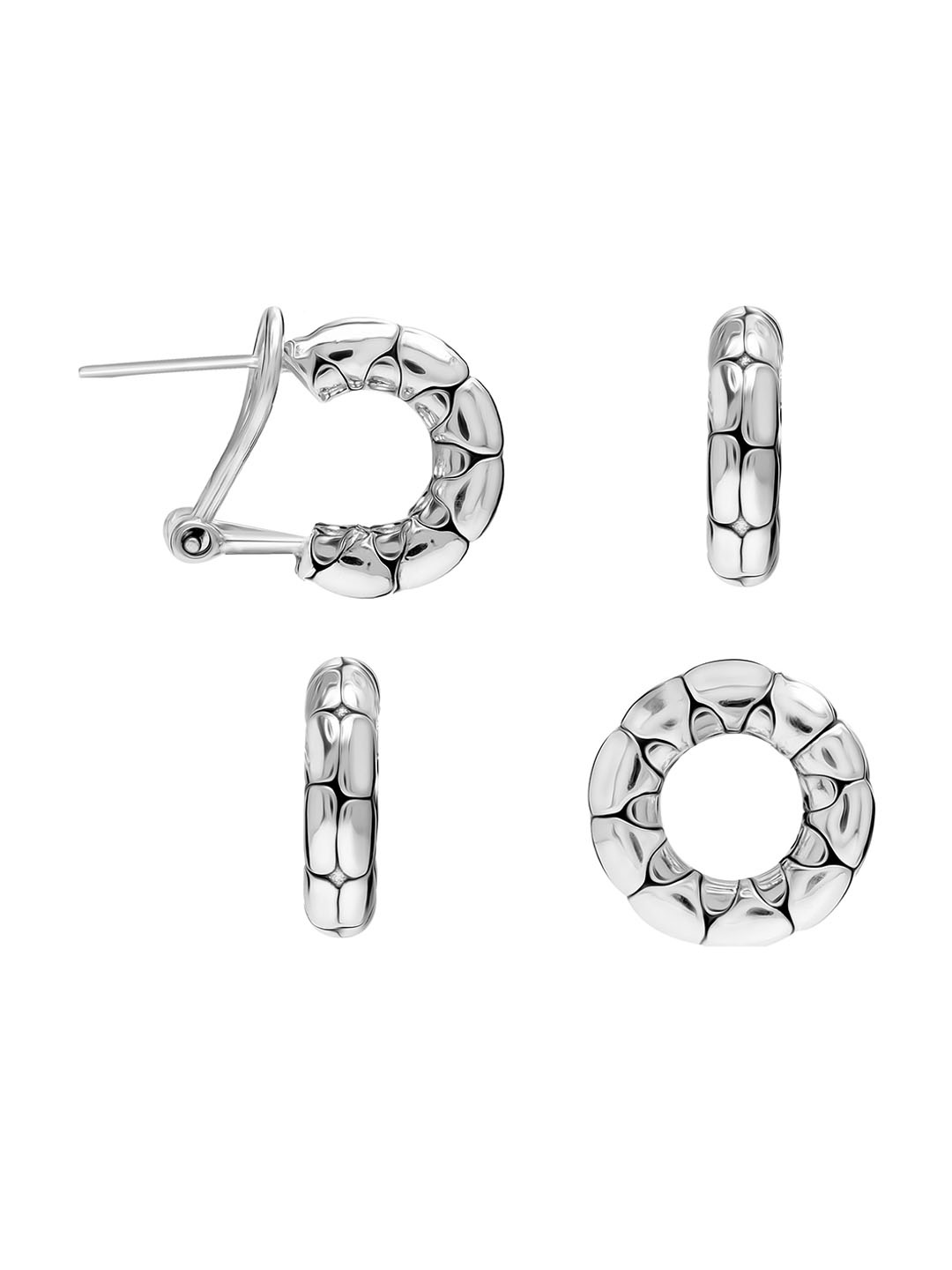 

LeCalla 925 Sterling Silver Plated Cubic Zirconia Studded Half Hoop Earrings