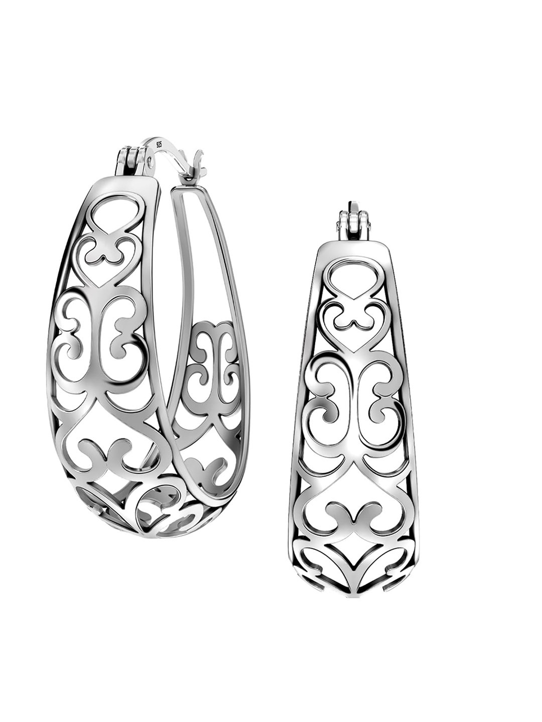 

LeCalla 925 Sterling Silver Plated Contemporary Studs Earrings, Grey melange
