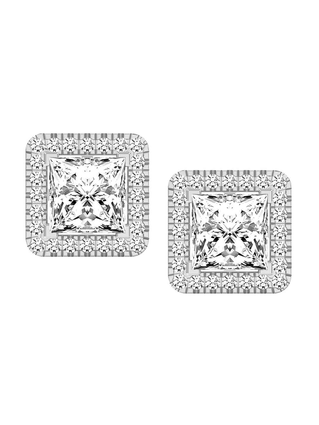 

LeCalla 925 Sterling Silver Plated Cubic Zirconia Studded Studs Earrings