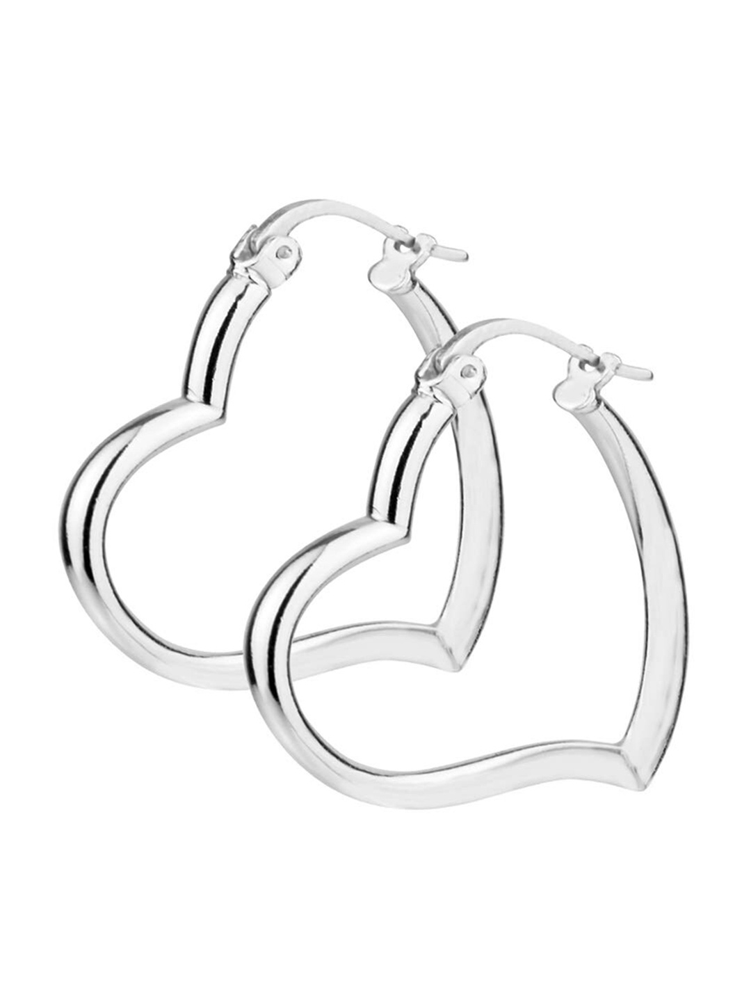 

LeCalla 925 Sterling Silver Rhodium-Plated Heart Shaped Hoop Earrings