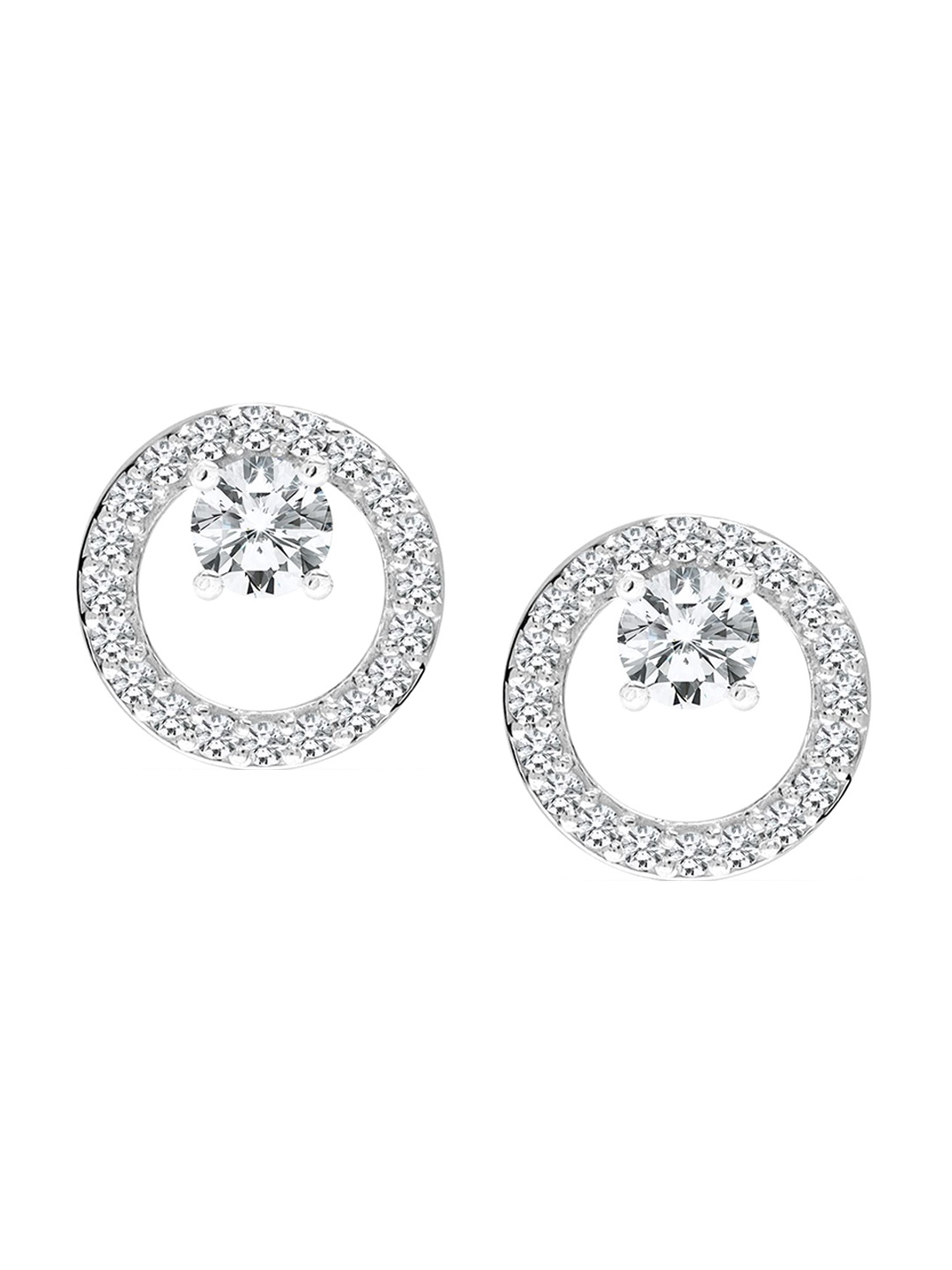 

LeCalla Silver Plated Cubic Zirconia-Studded Sterling Silver Studs Earrings