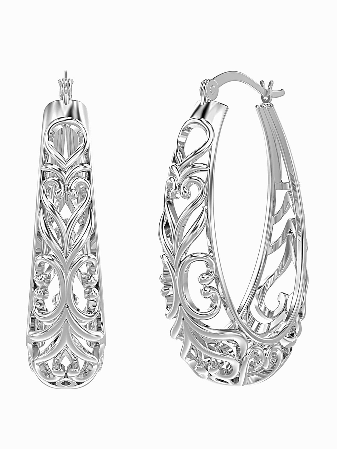 

LeCalla 925 Sterling Silver Plated Contemporary Hoop Earrings