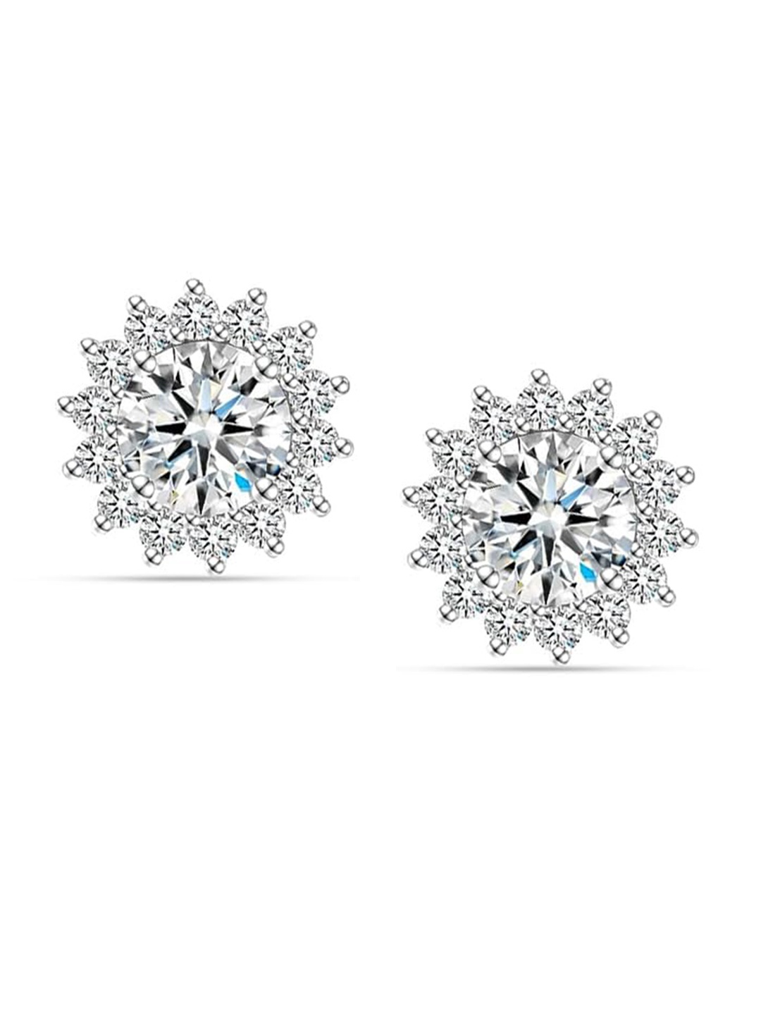 

LeCalla Rhodium-Plated Contemporary 925 Sterling Silver Cubic Zirconia Studs Earrings