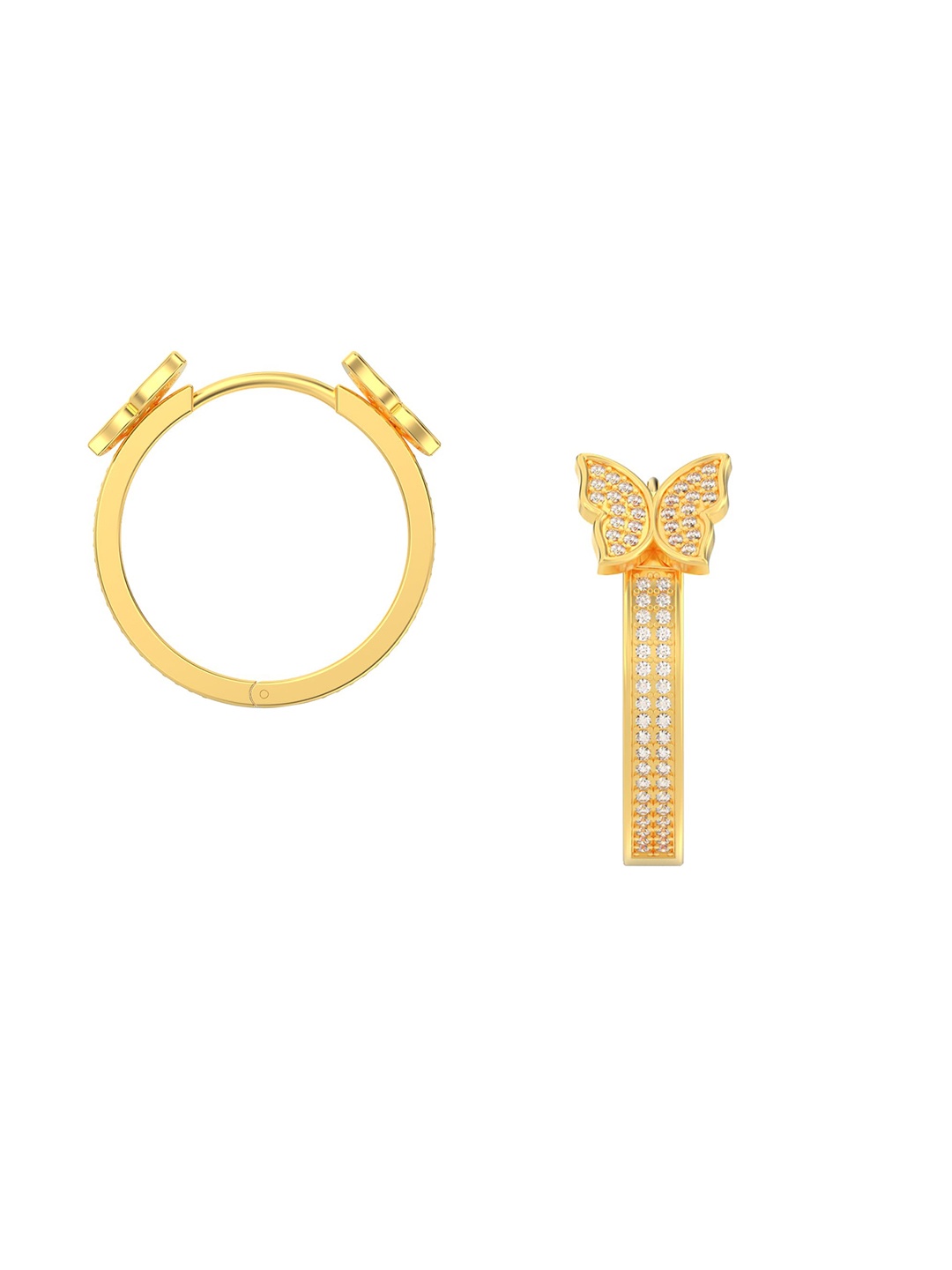 

LeCalla 925 Sterling Silver Gold-Plated Cubic Zirconia-Studded Contemporary Hoop Earrings
