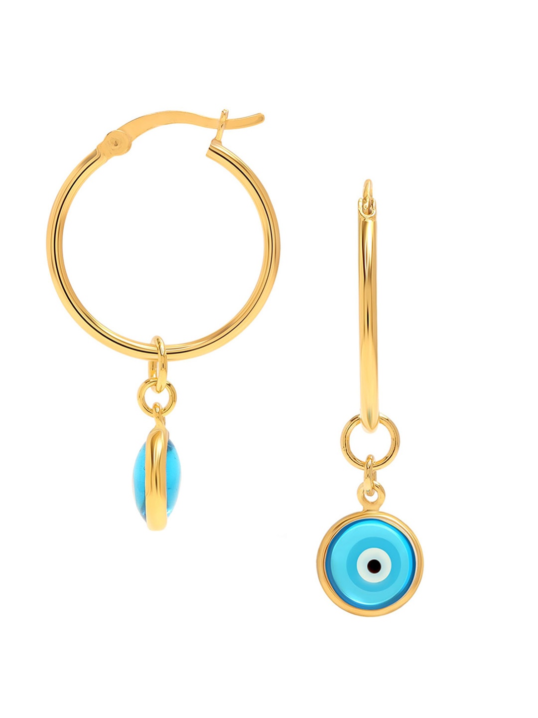 

LeCalla 925 Sterling Silver Gold-Plated Circular Evil Eye Enamelled Hoop Earrings