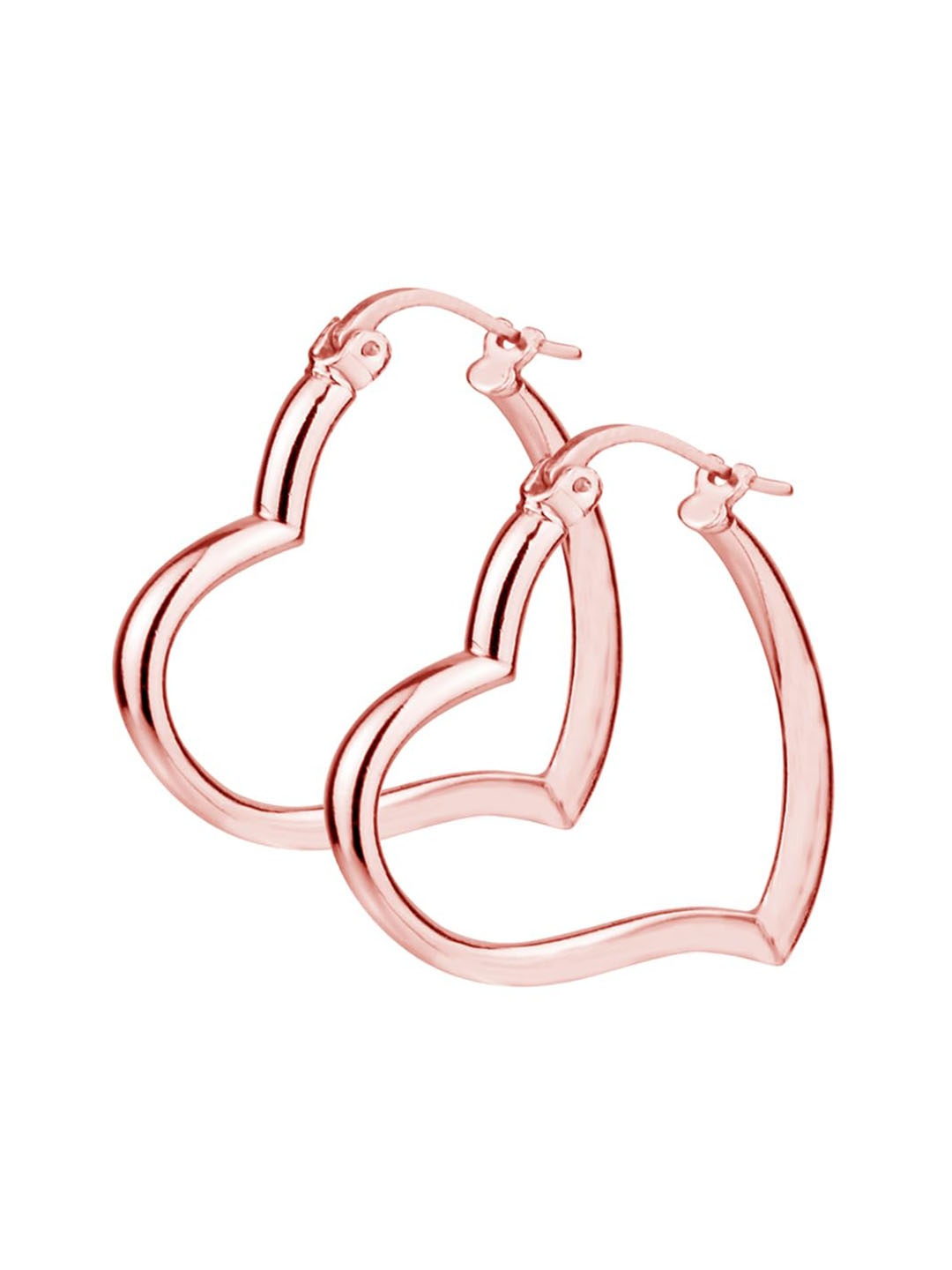 

LeCalla 925 Sterling Silver Rose Gold-Plated Heart Shaped Hoop Earrings