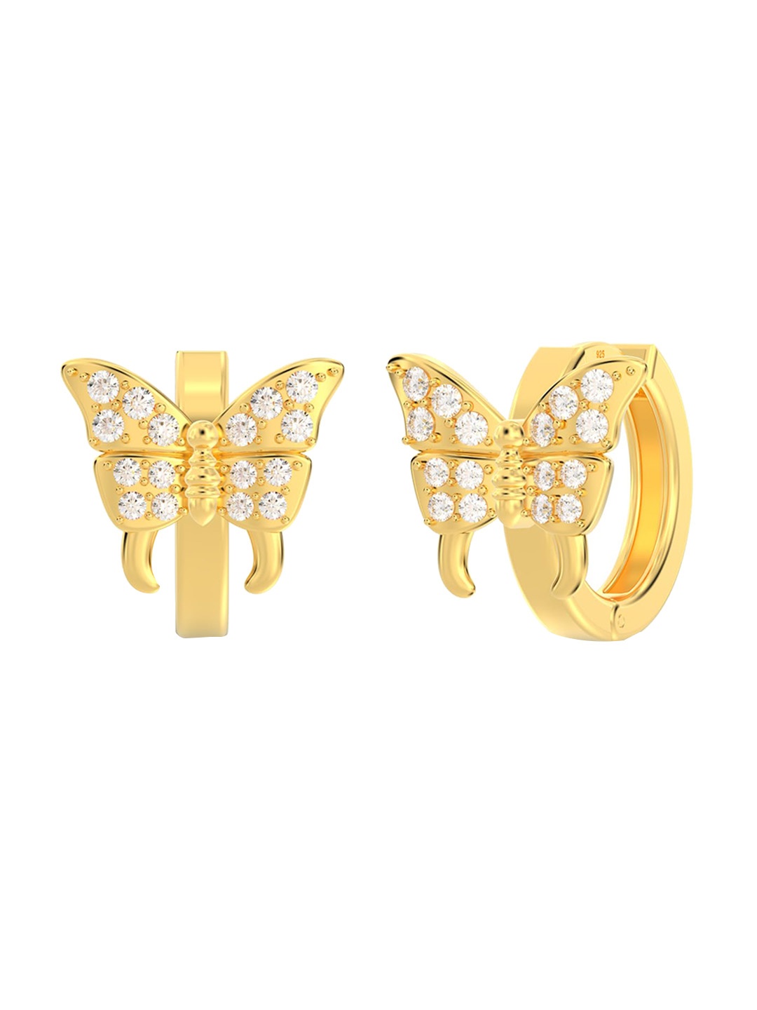 

LeCalla Gold-Plated Cubic Zirconia-Studded Contemporary Hoop Earrings