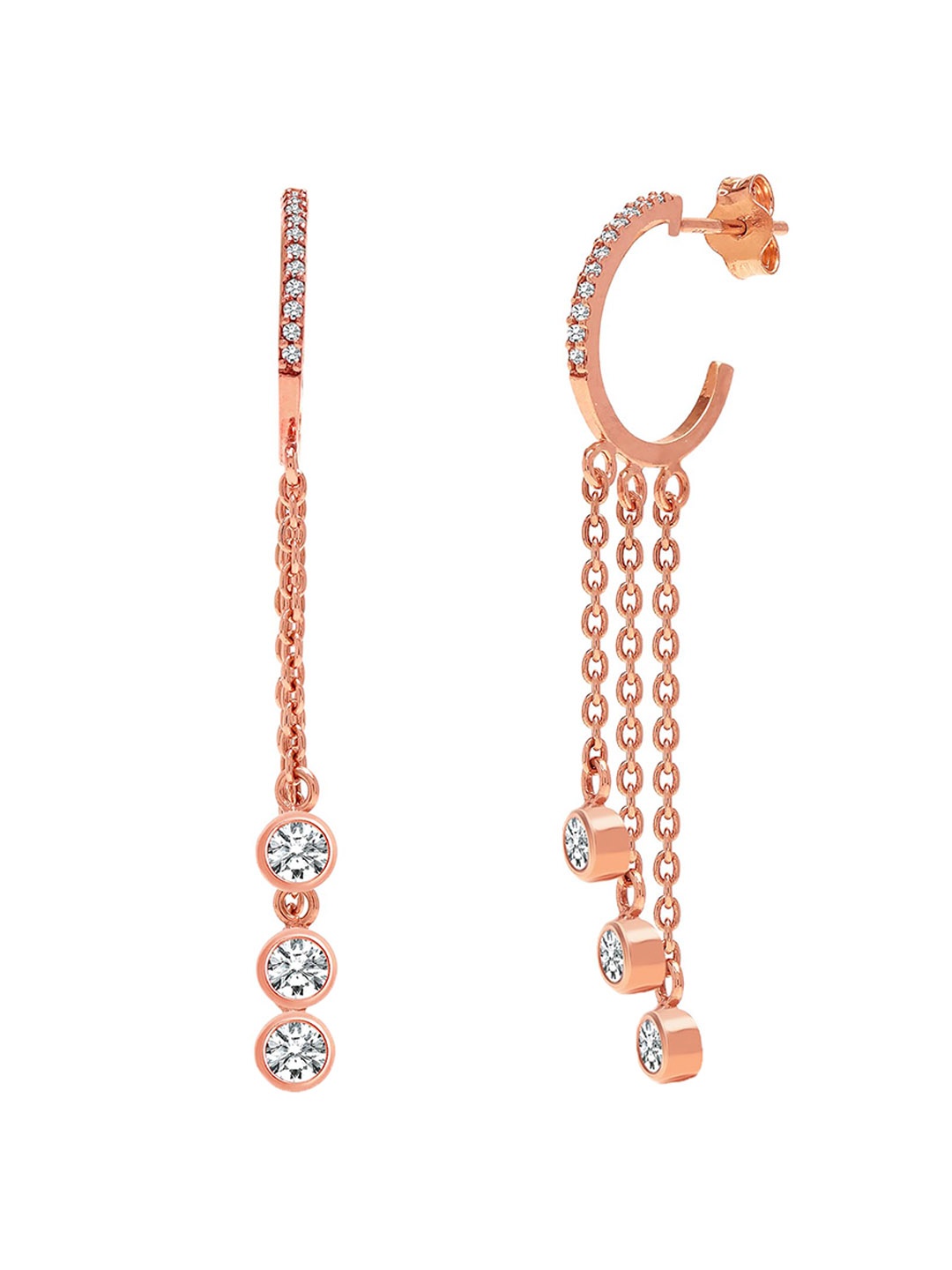 

LeCalla 92.5 Sterling Silver Rose Gold-Plated Cubic Zirconia Sudded Drop Earrings