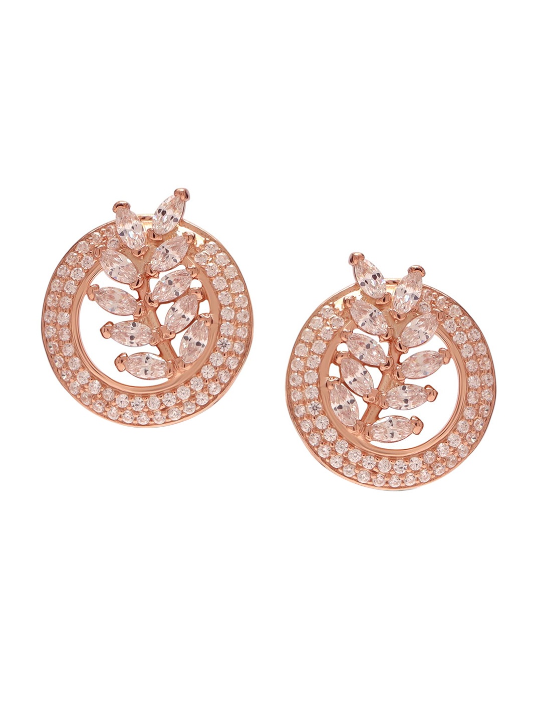 

LeCalla Rose Gold-Plated Cubic Zirconia-Studded Sterling Silver Studs Earrings