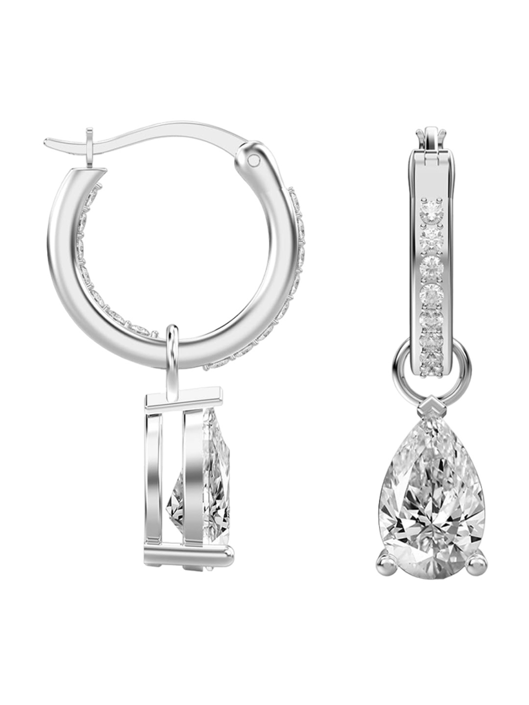 

LeCalla 925 Sterling Silver Plated Cubic Zirconia Studded Drop Earrings