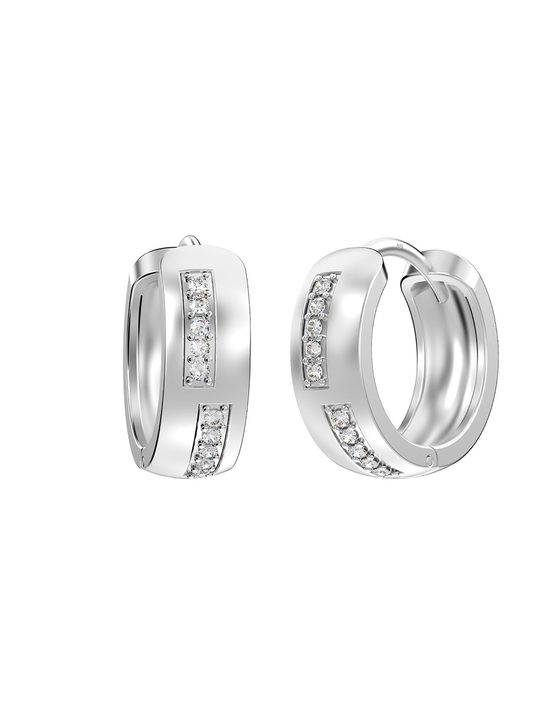 

LeCalla Silver Plated Contemporary Hoop Earrings