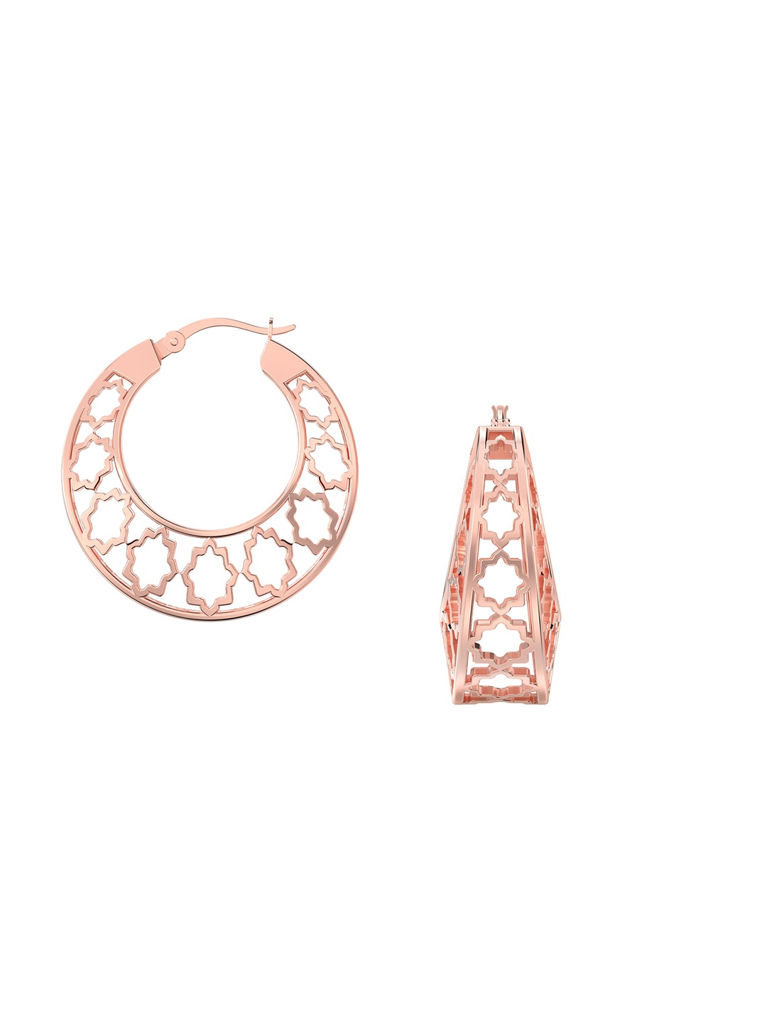 

LeCalla 925 Sterling Silver Rose Gold-Plated Contemporary Hoop Earrings