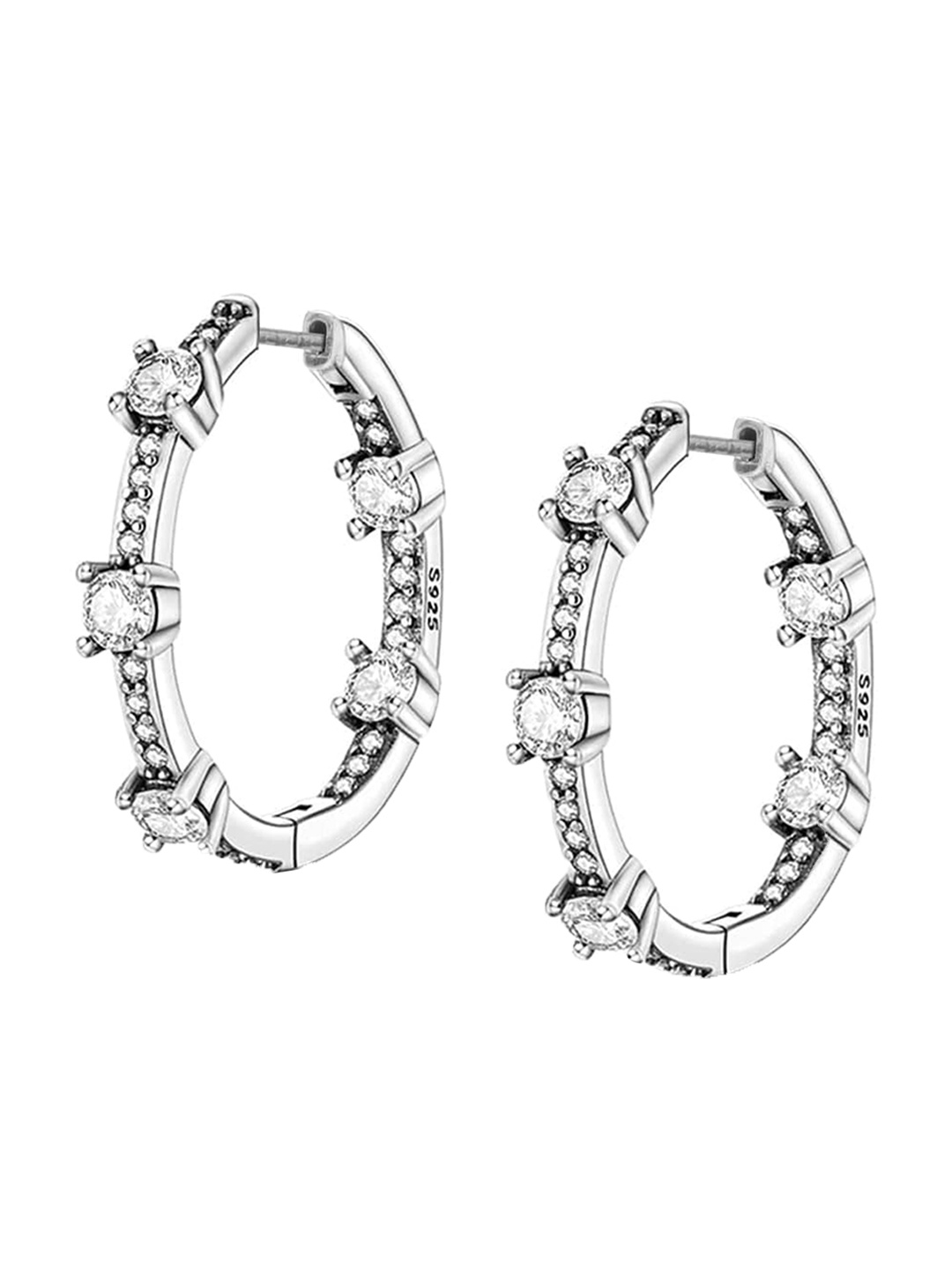 

LeCalla Silver Plated Contemporary Hoop Earrings, Grey melange
