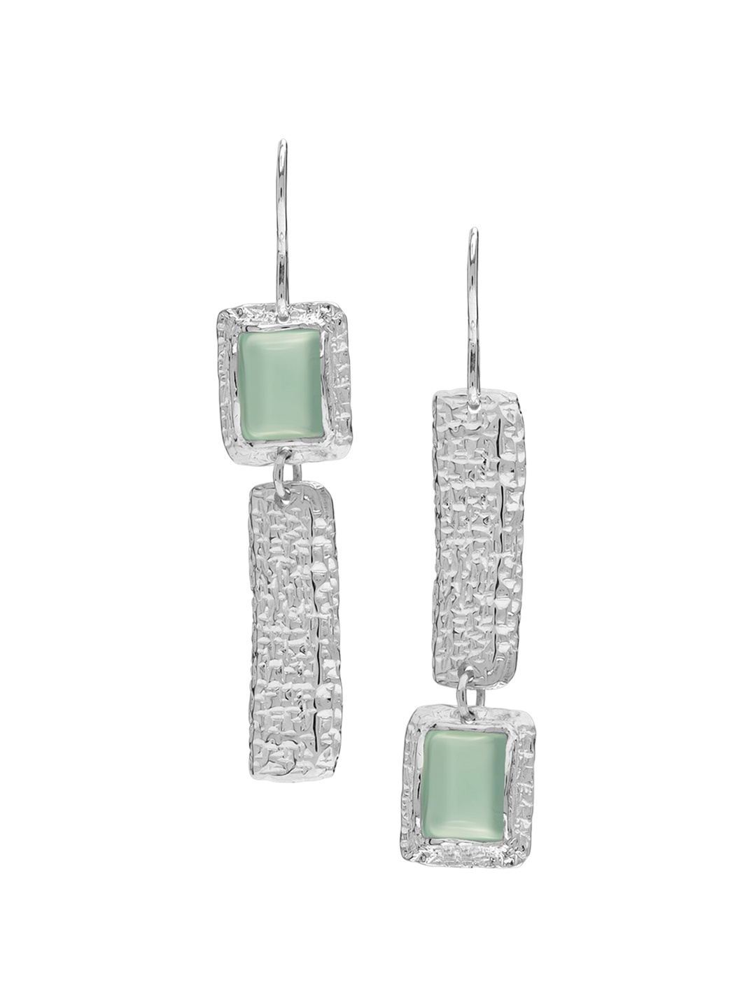 

LeCalla Silver Plated Artificial Stones-Studded Sterling Silver Drop Earrings