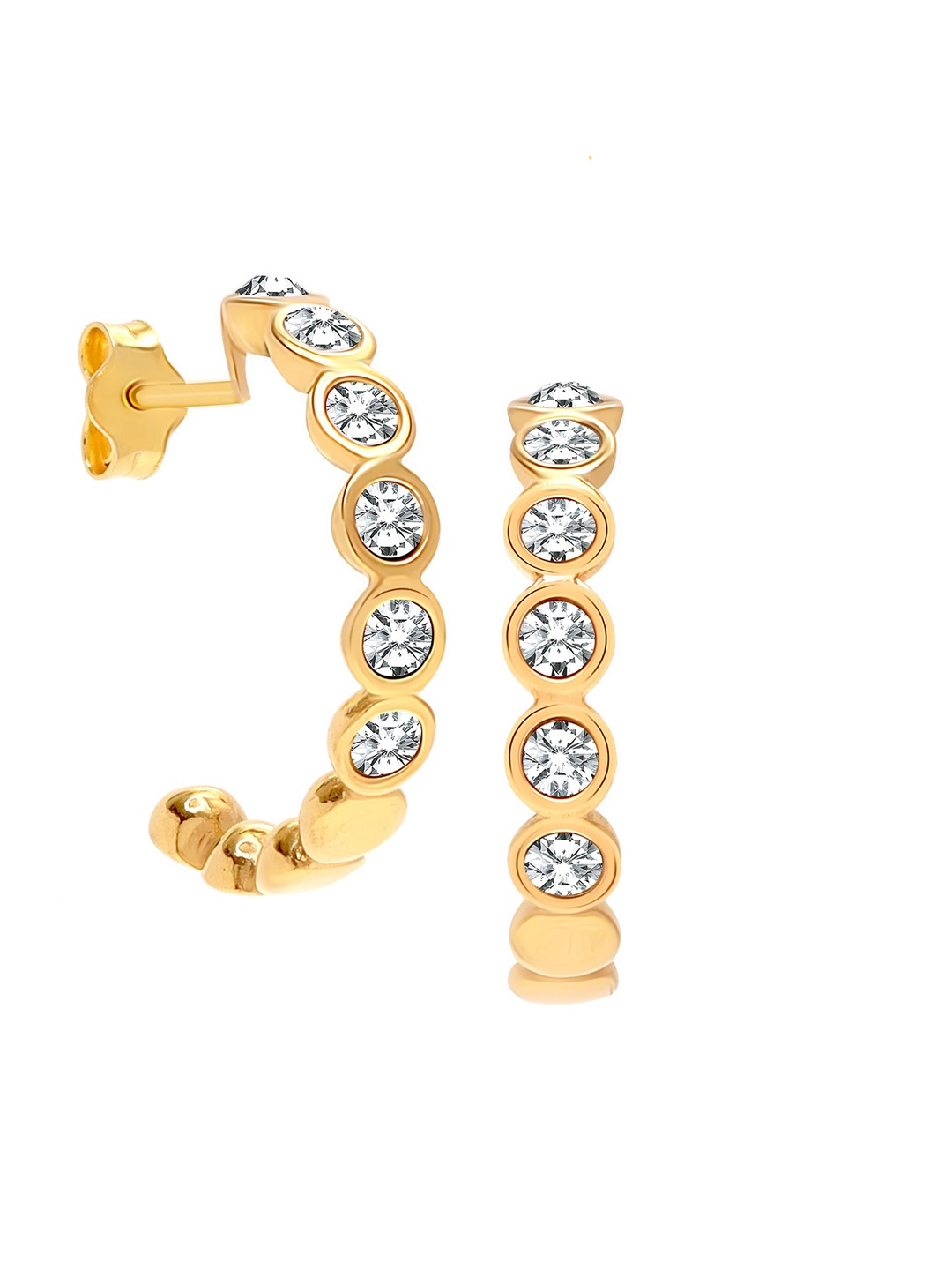 

LeCalla 925 Sterling Silver Gold-Plated Cubic Zirconia Studded Hoop Earrings