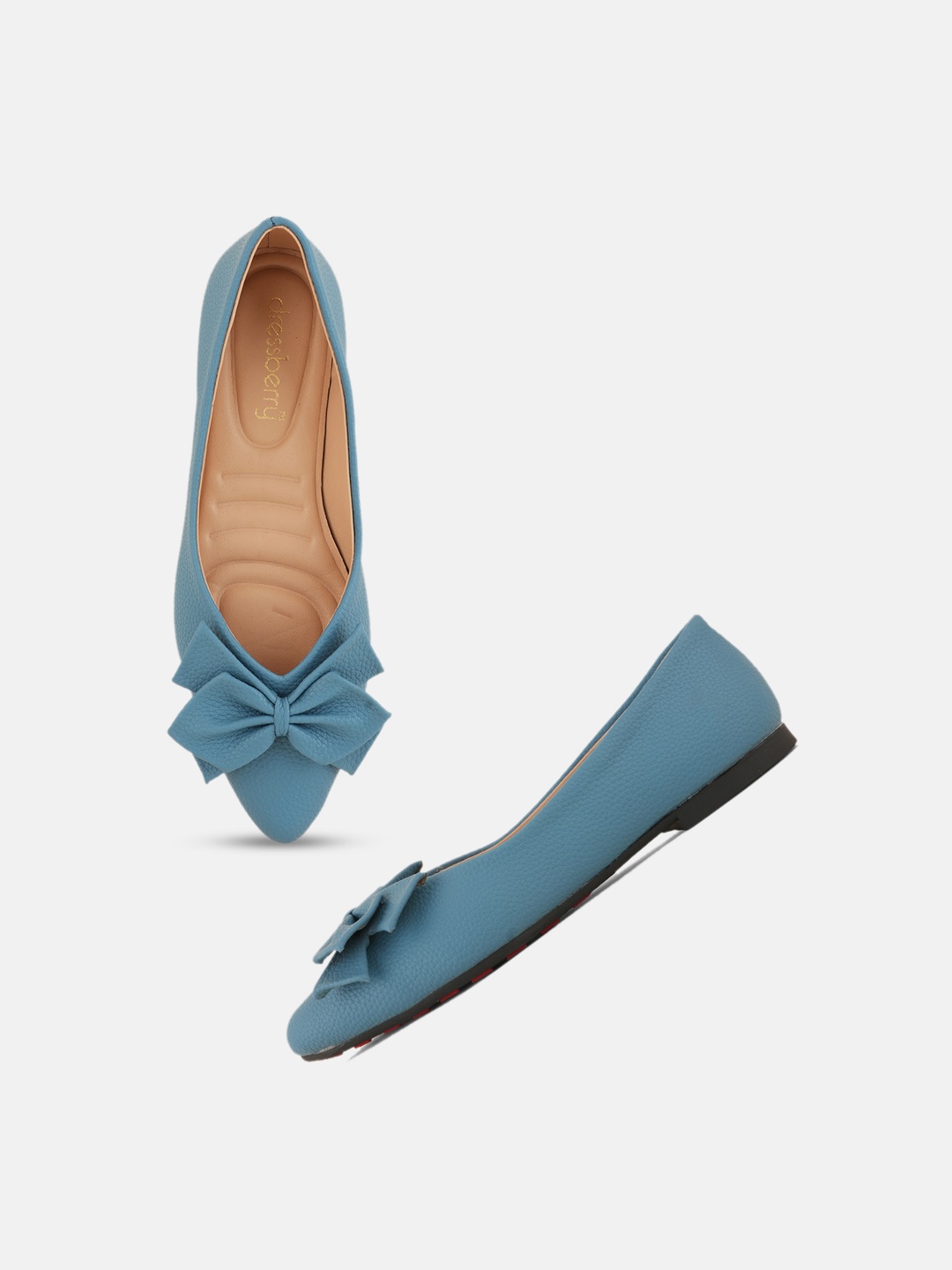 

DressBerry Blue Pointed Toe Bows Detail Ballerinas