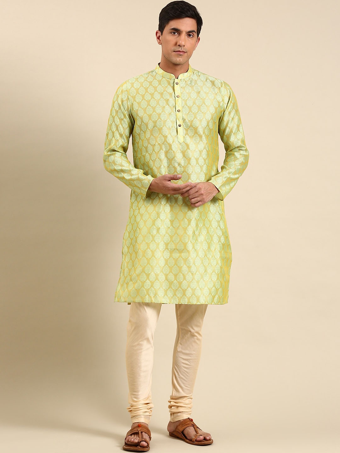

Anouk Woven Design Ethnic Motifs Thread Work Straight Kurta, Green