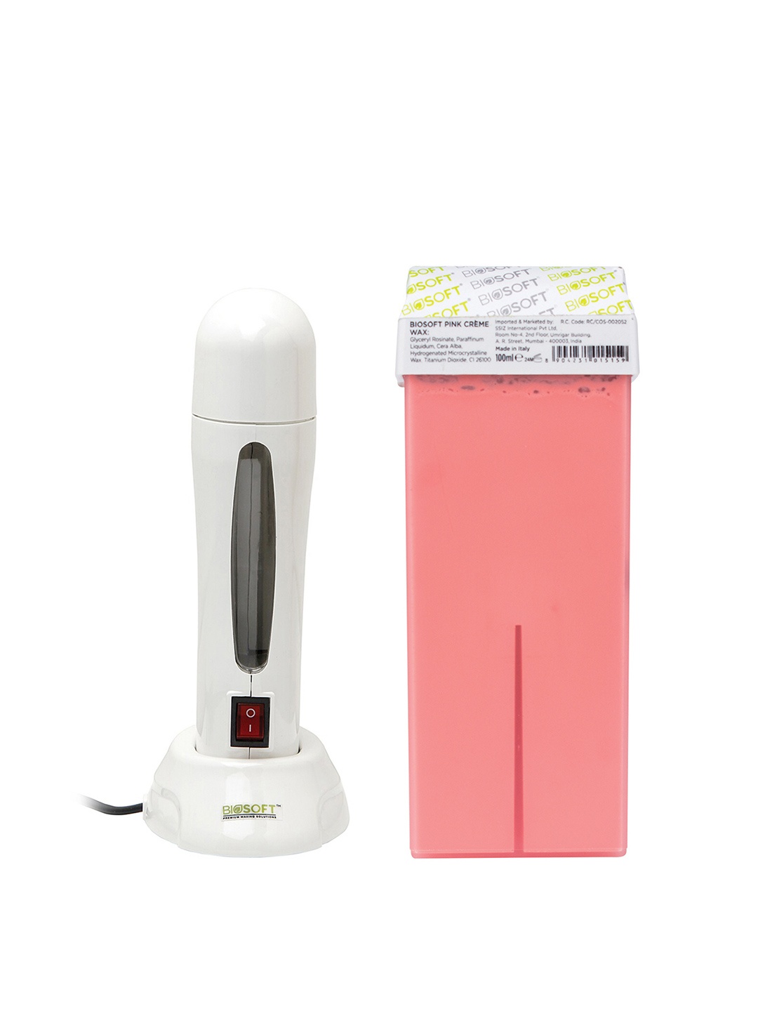 

Biosoft Set of Roll-On Wax Heater & Liposoluble Pink Creme Wax - 100ml, White