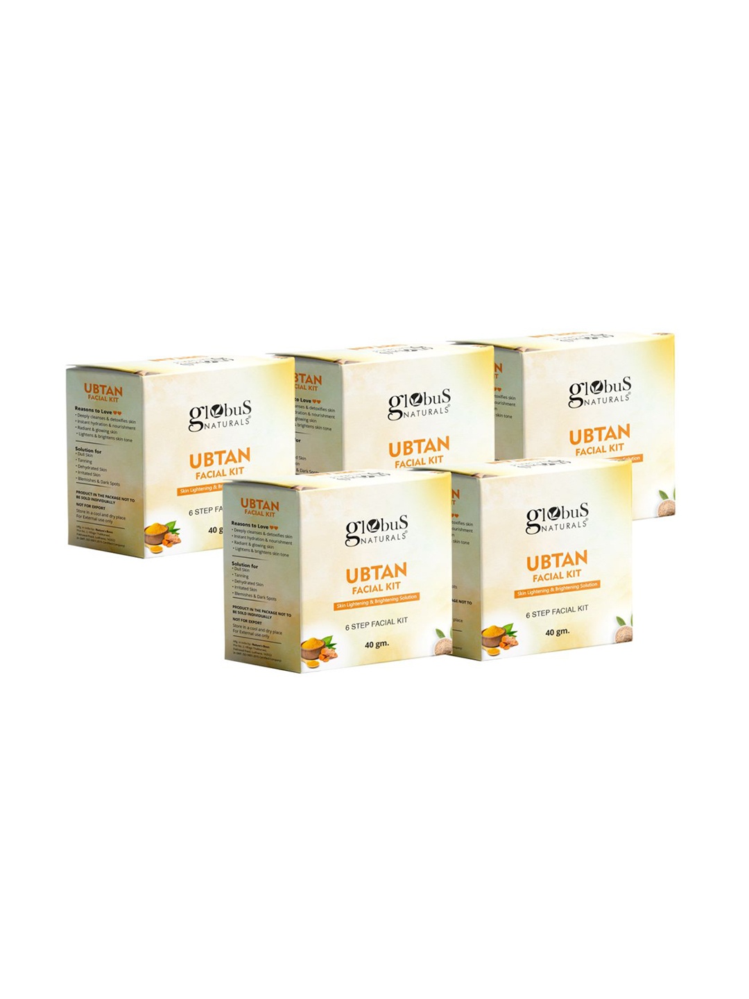 

Globus naturals Set Of 5 Ubtan 6 Step Facial Kit For Radiant & Glowing Skin - 40g Each, Yellow