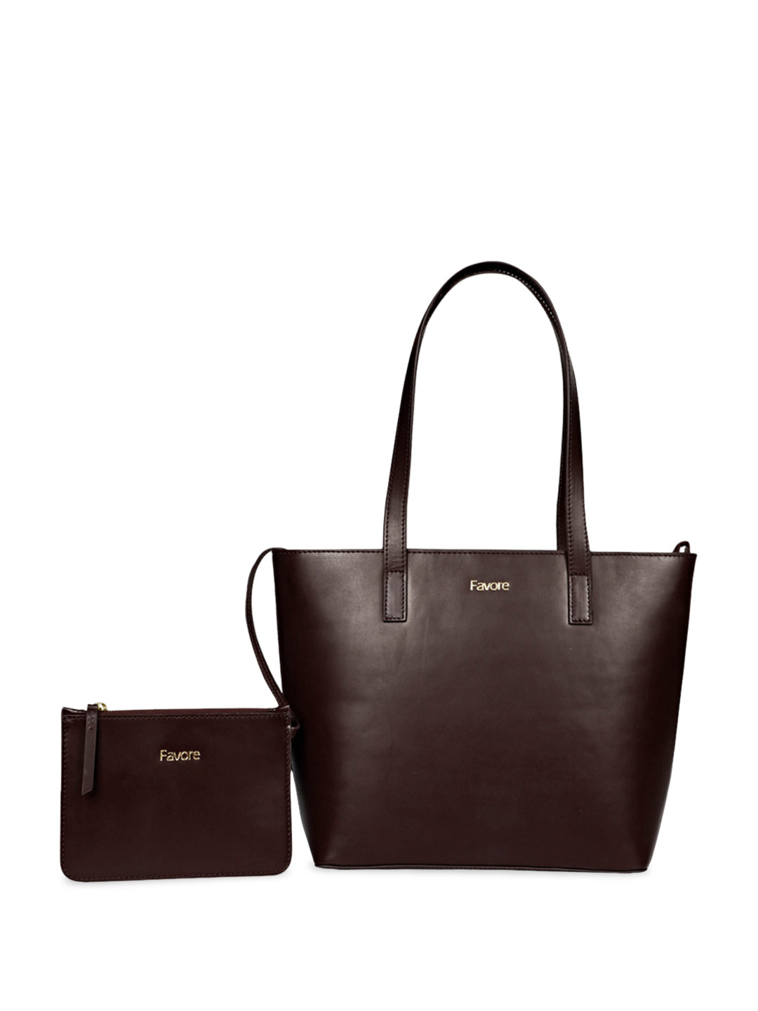 

Favore Leather Structured Shoulder Bag, Brown