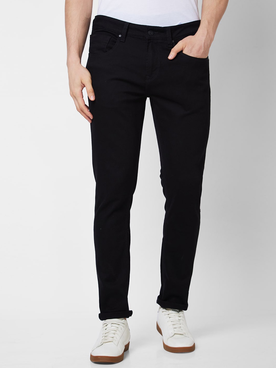 

SPYKAR Men Skinny Fit Low Rise Stretchable Jeans, Black