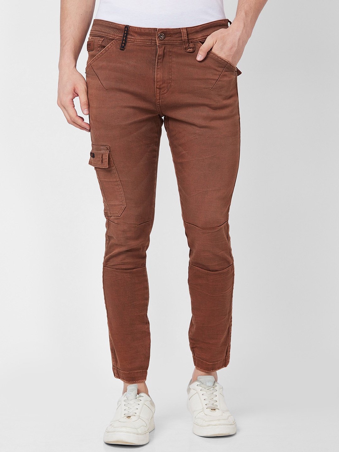 

SPYKAR Men Clean Look Mid-Rise Cotton Jeans, Brown