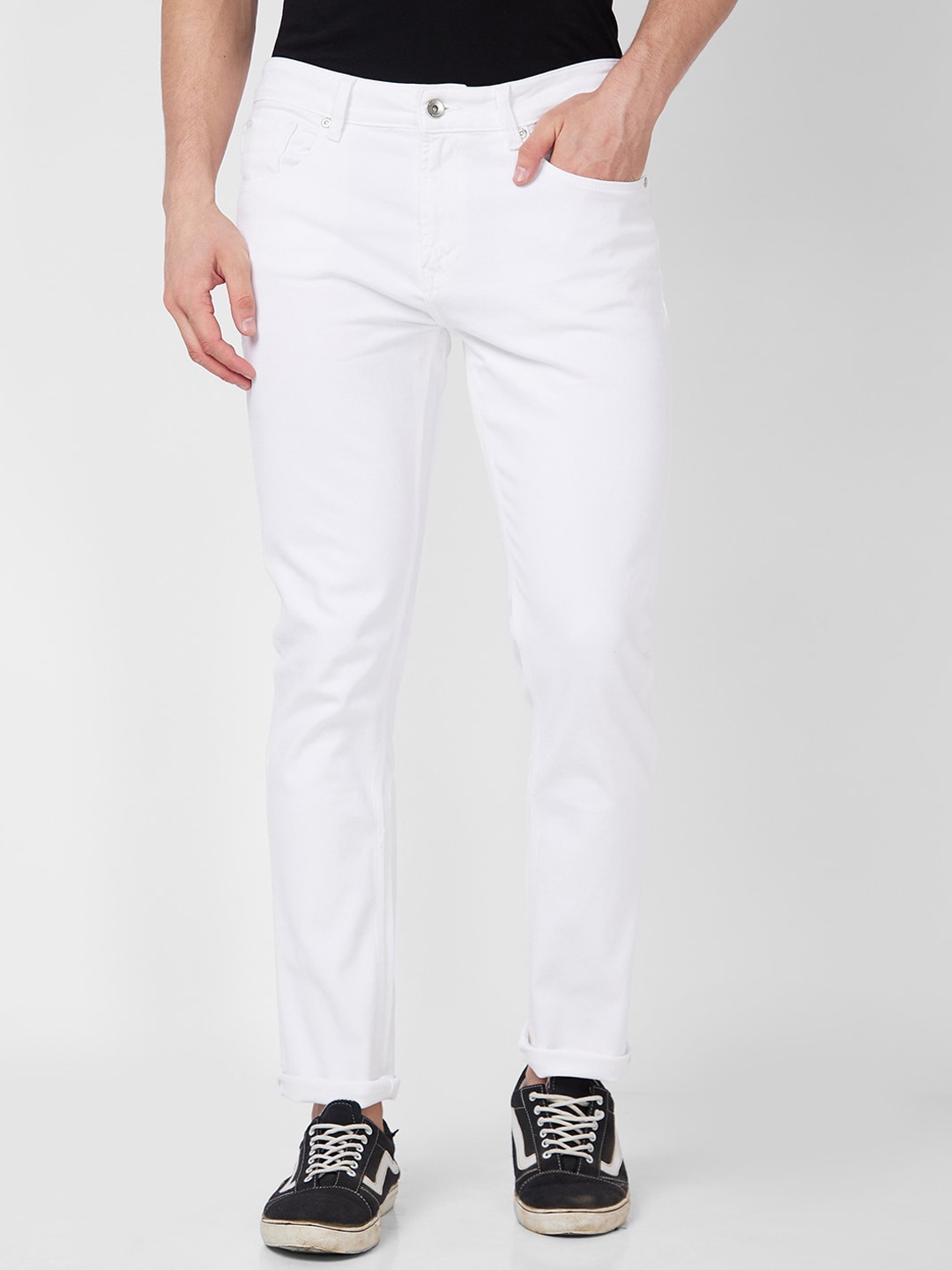 

SPYKAR Men Cotton Stretchable Jeans, White