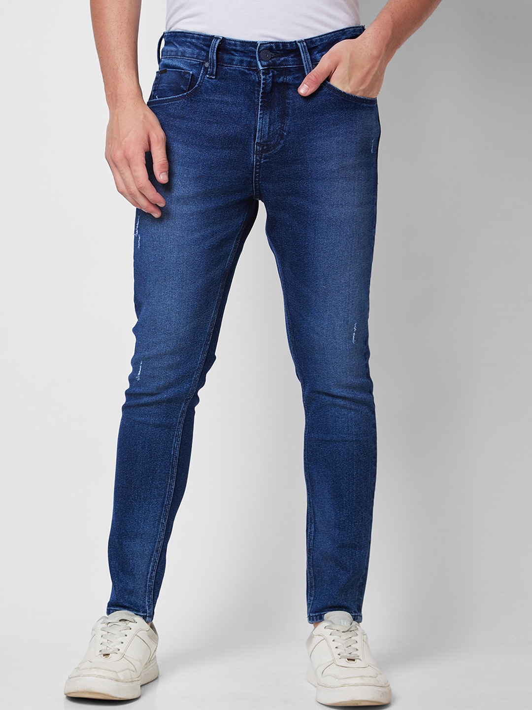 

SPYKAR Men Tapered Fit Clean Look Light Fade Mid Rise Cotton Jeans, Blue